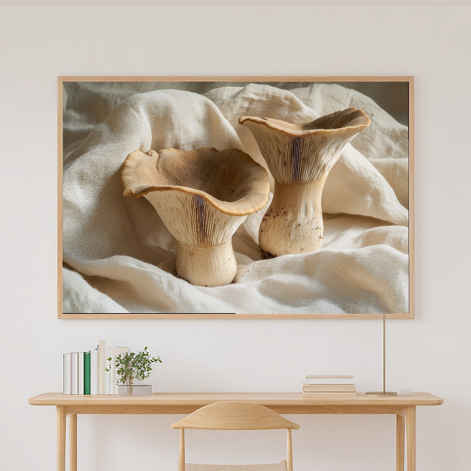 Dreamy Timeless Mushroom Foraging Neutral Art Print — Quiet Decor for the Living Room, Stretched Canvas the Art Lover in Your Life Will Love — mushroom-foraging-neutral-canvas-print.jpg