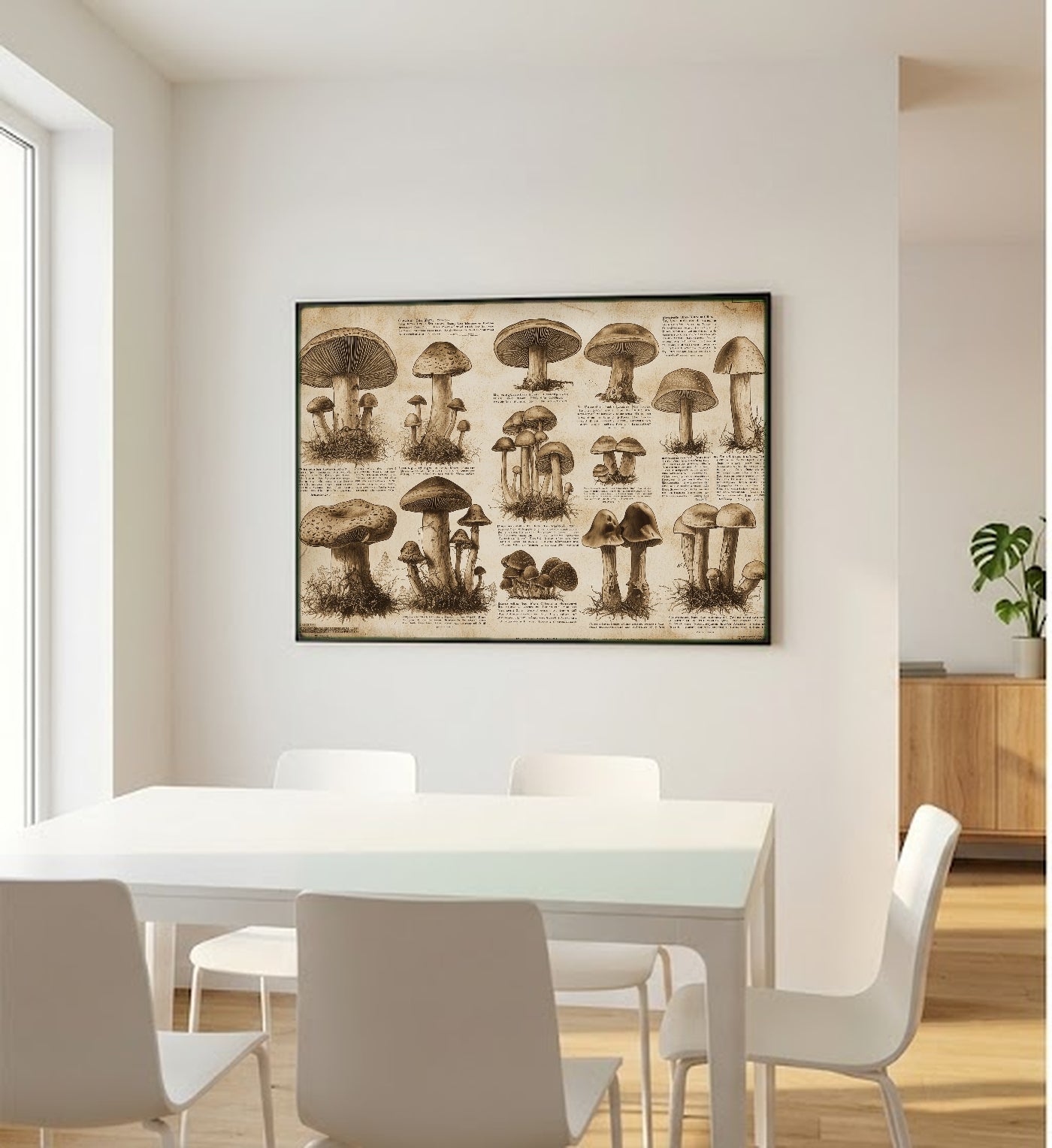 Wild Mushroom ID Chart Canvas Wall Art | Vintage Foraging Print, Naturalist Kitchen Decor, Stretched Canvas — mushroom-identification-chart-bedroom-wall-art.jpg