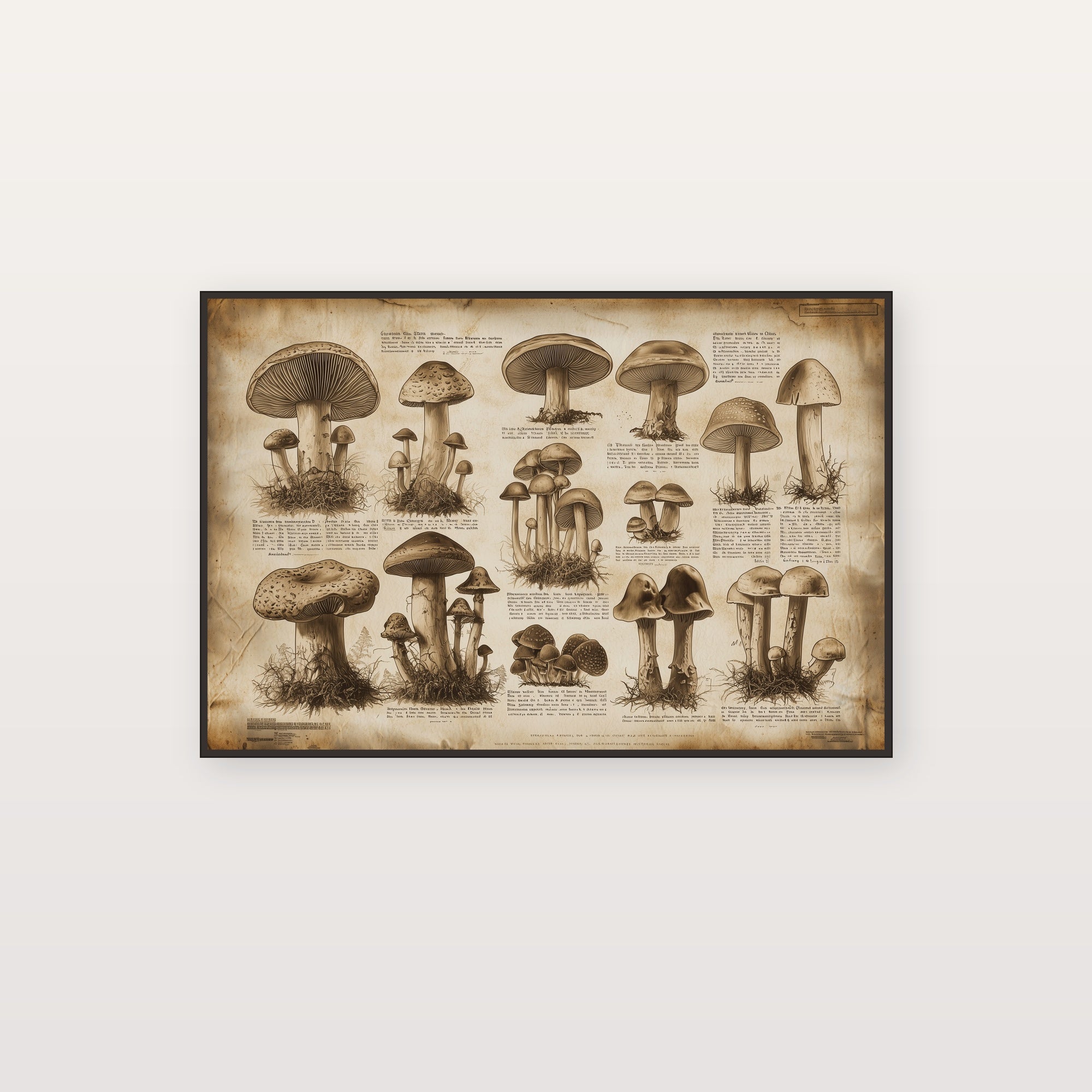 Wild Mushroom ID Chart Canvas Wall Art | Vintage Foraging Print, Naturalist Kitchen Decor, Stretched Canvas — mushroom-identification-chart-canvas-print.jpg