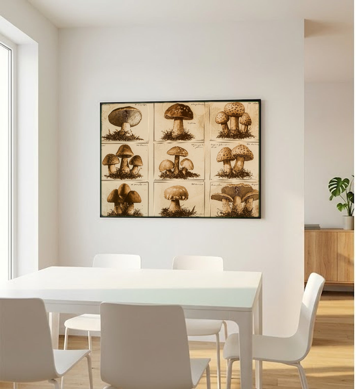 Mushroom Species Chart Canvas Wall Art | Vintage Scientific Plate Print, Naturalist Kitchen Decor, Stretched Canvas — mushroom-species-herbarium-plate-bedroom-wall-art.jpg