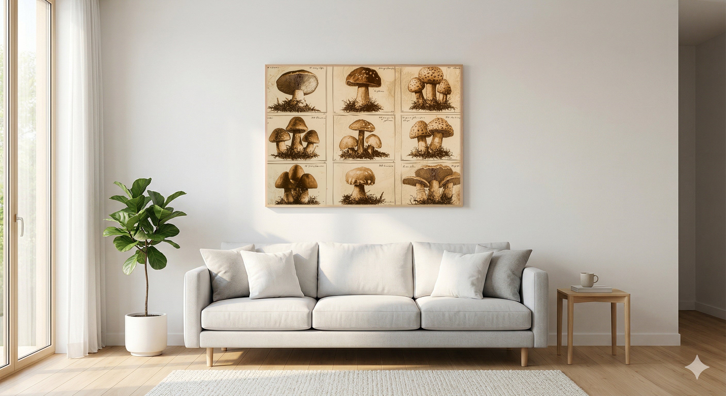 Mushroom Species Chart Canvas Wall Art | Vintage Scientific Plate Print, Naturalist Kitchen Decor, Stretched Canvas — mushroom-species-herbarium-plate-living-room-wall-art.jpg