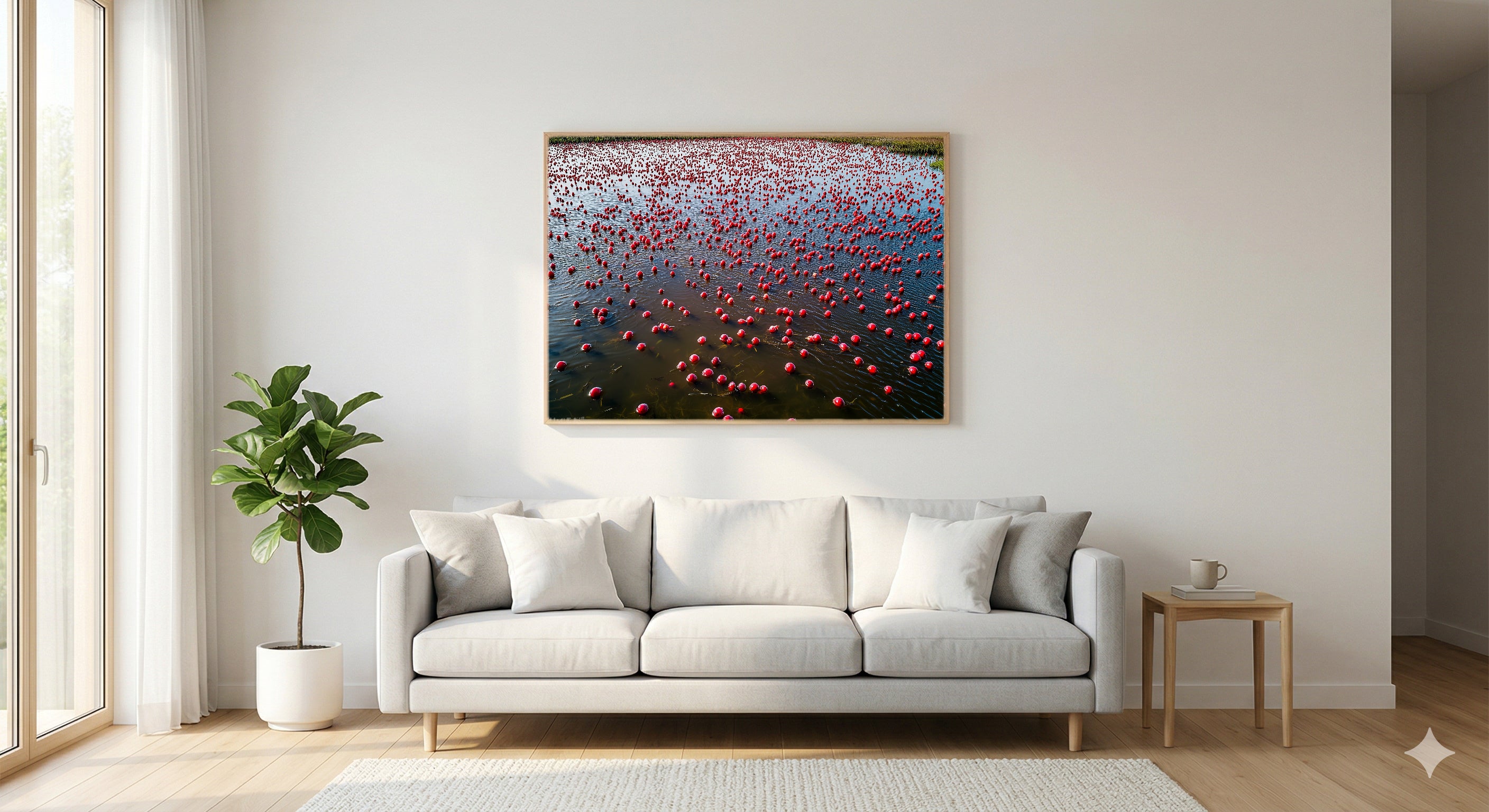 Nantucket Cranberry Bog Canvas Wall Art | Autumn Harvest Print, New England Coastal Decor, Stretched Canvas — nantucket-cranberry-bog-living-room-wall-art.jpg