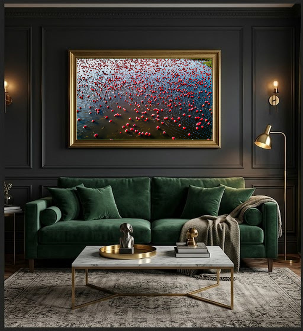 Nantucket Cranberry Bog Canvas Wall Art | Autumn Harvest Print, New England Coastal Decor, Stretched Canvas — nantucket-cranberry-bog-office-wall-art.jpg