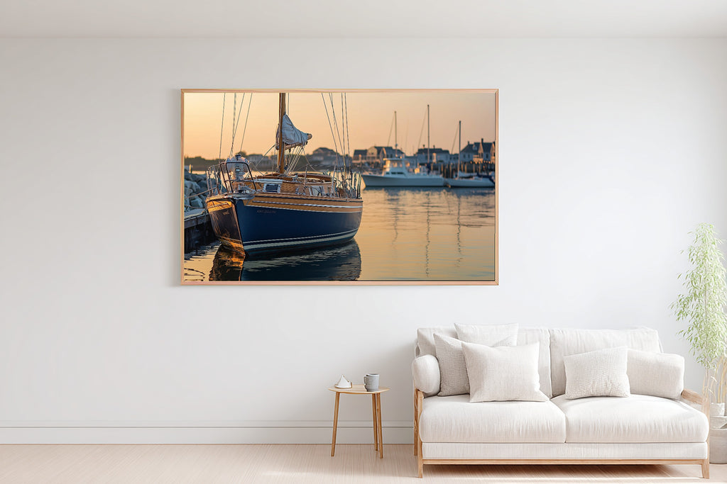 Nantucket Sailboat Summer Print on Stretched Canvas — Soulful Dreamy Tropical for the Sunroom, Gift for the Island-Loving Friend — nantucket-sailboat-summer-bedroom-wall-art.jpg