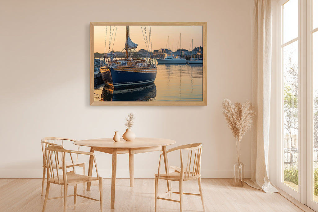 Nantucket Sailboat Summer Print on Stretched Canvas — Soulful Dreamy Tropical for the Sunroom, Gift for the Island-Loving Friend — nantucket-sailboat-summer-dining-room-wall-art.jpg