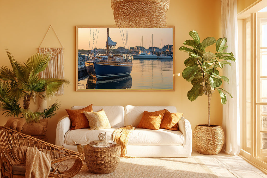 Nantucket Sailboat Summer Print on Stretched Canvas — Soulful Dreamy Tropical for the Sunroom, Gift for the Island-Loving Friend — nantucket-sailboat-summer-room-5-wall-art.jpg