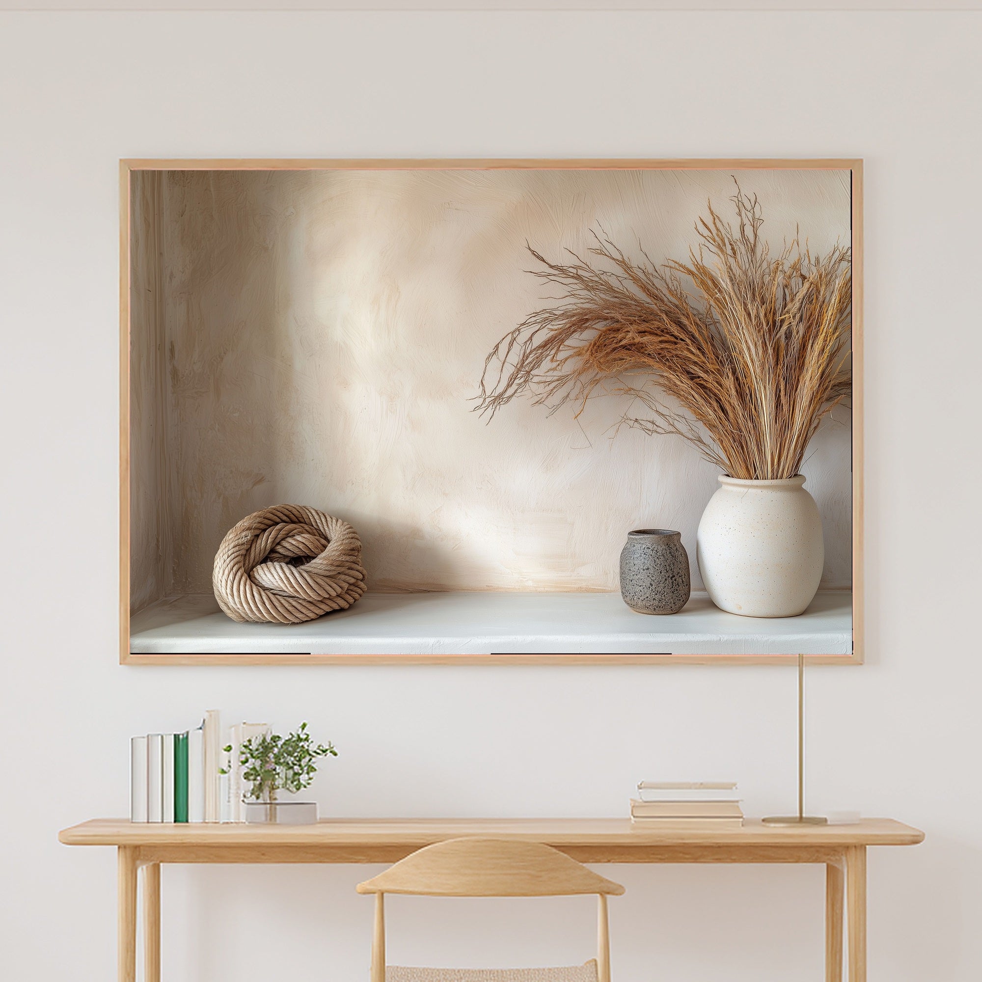 Natural Fiber Rope Decor Canvas Wall Art, Cozy Studio Decor Poster Print, Modern Living Room Art, Gift Under 100 — natural-fiber-rope-decor-canvas-print.jpg