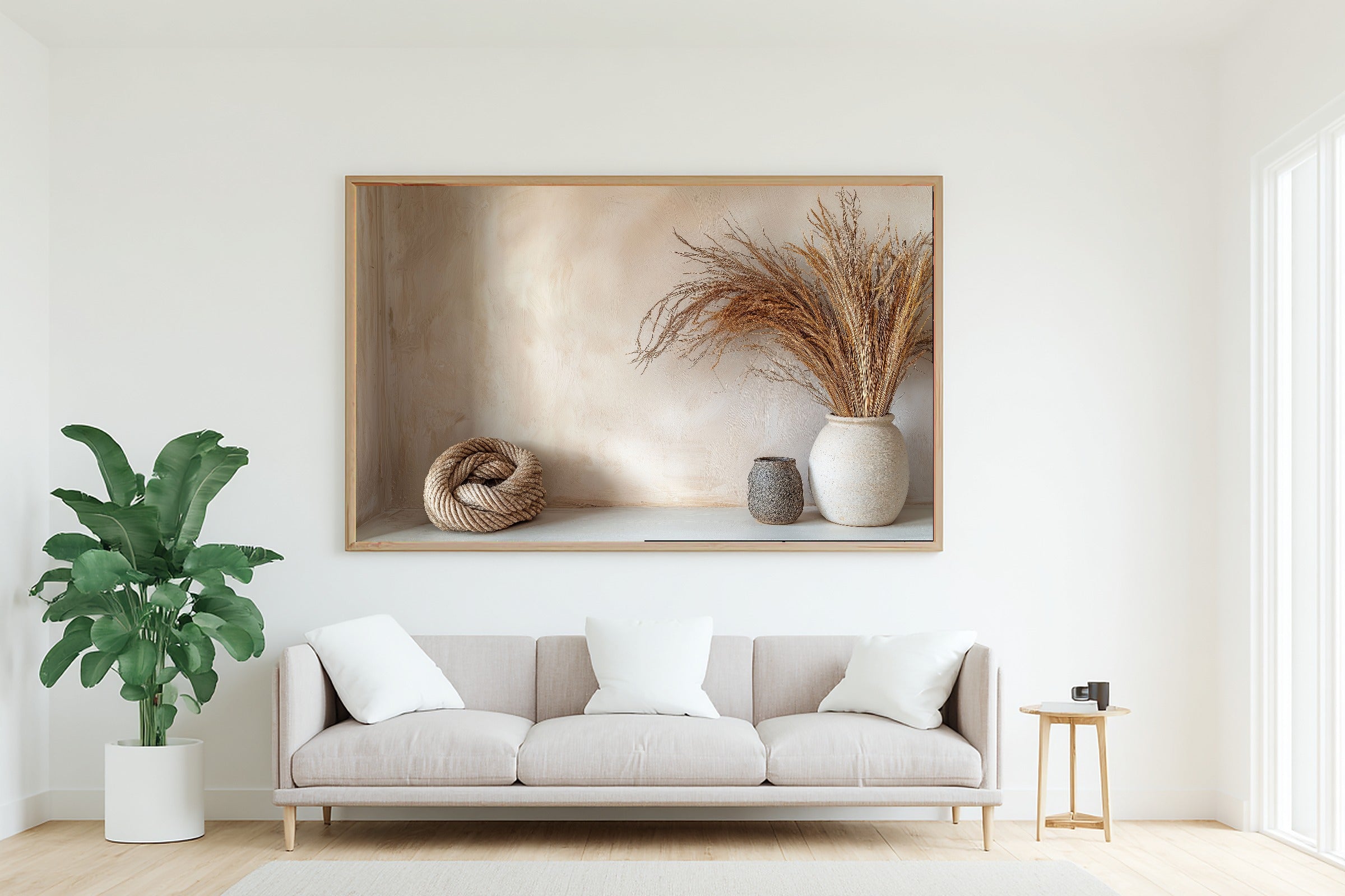 Natural Fiber Rope Decor Canvas Wall Art, Cozy Studio Decor Poster Print, Modern Living Room Art, Gift Under 100 — natural-fiber-rope-decor-living-room-wall-art.jpg