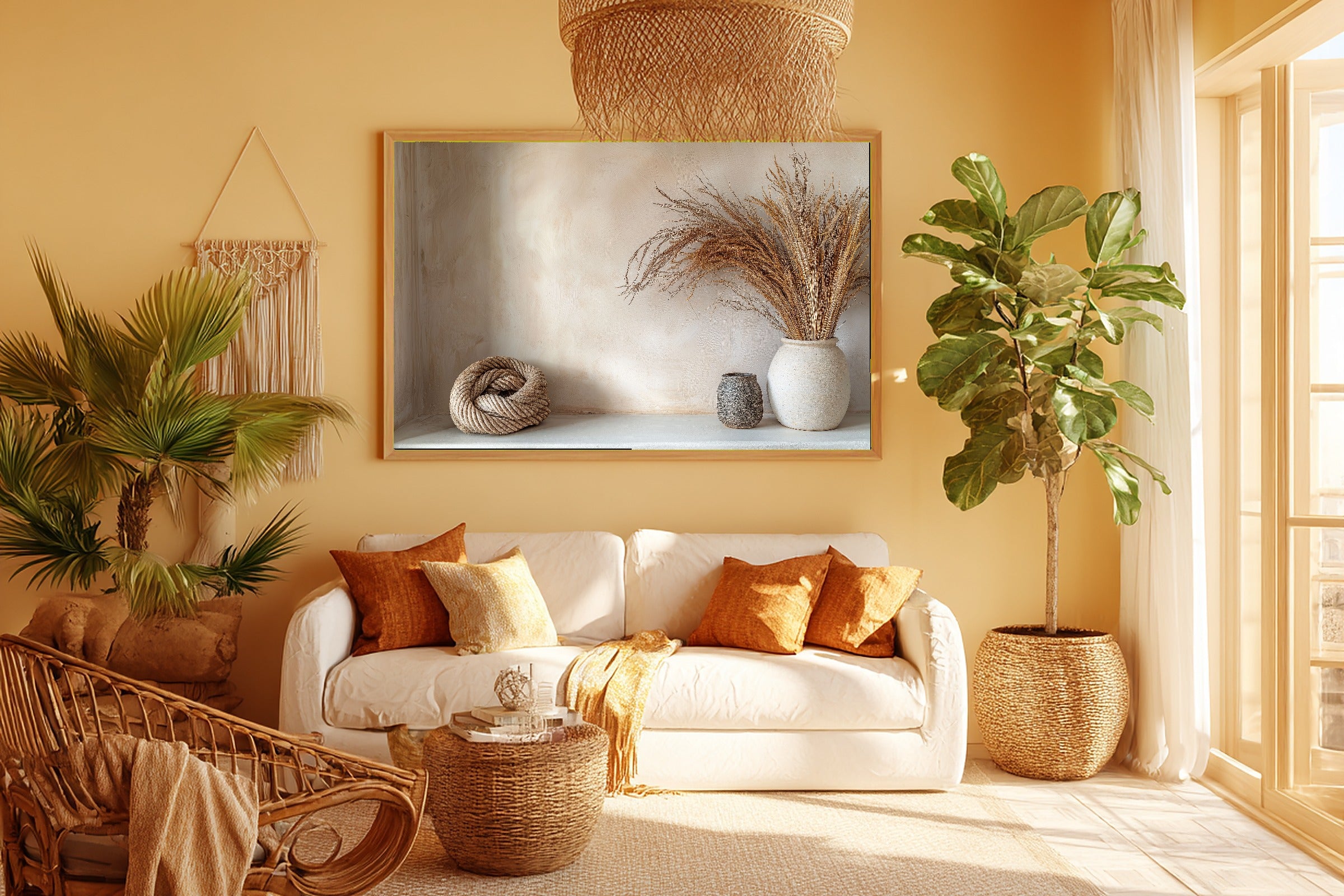 Natural Fiber Rope Decor Canvas Wall Art, Cozy Studio Decor Poster Print, Modern Living Room Art, Gift Under 100 — natural-fiber-rope-decor-room-5-wall-art.jpg