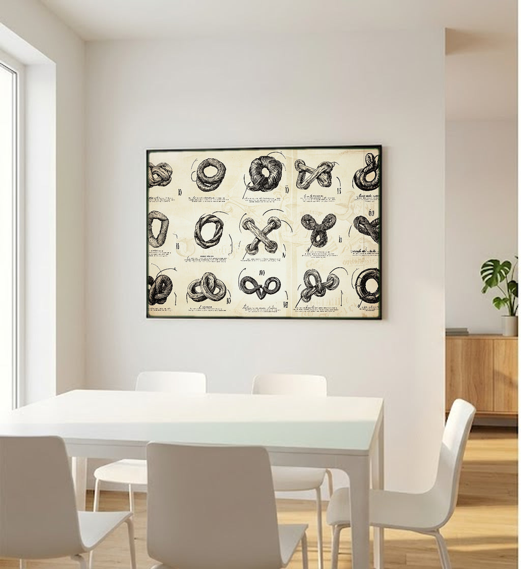 Nautical Knot Canvas Wall Art | Sailor Diagram Print, Coastal Grandma Maritime Decor, Stretched Canvas — nautical-knot-diagram-bedroom-wall-art.jpg