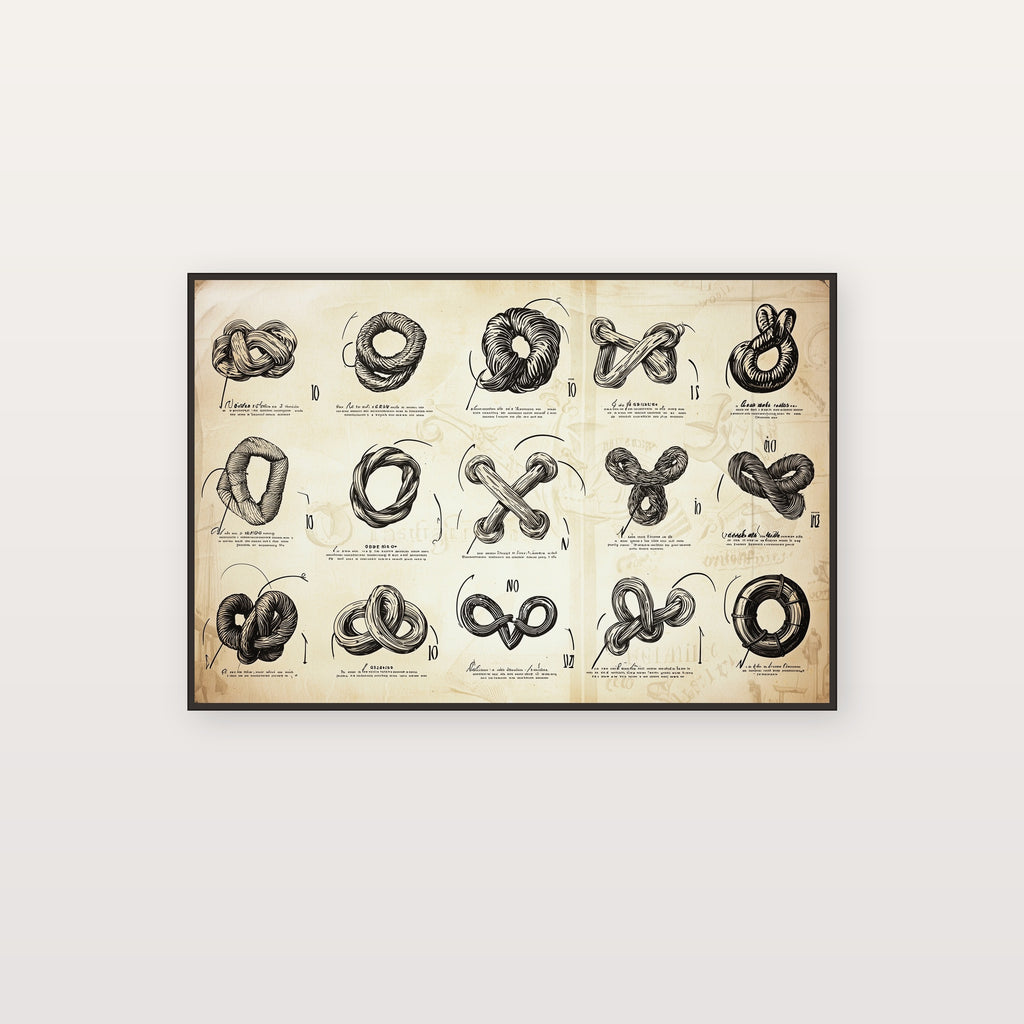 Nautical Knot Canvas Wall Art | Sailor Diagram Print, Coastal Grandma Maritime Decor, Stretched Canvas — nautical-knot-diagram-canvas-print.jpg