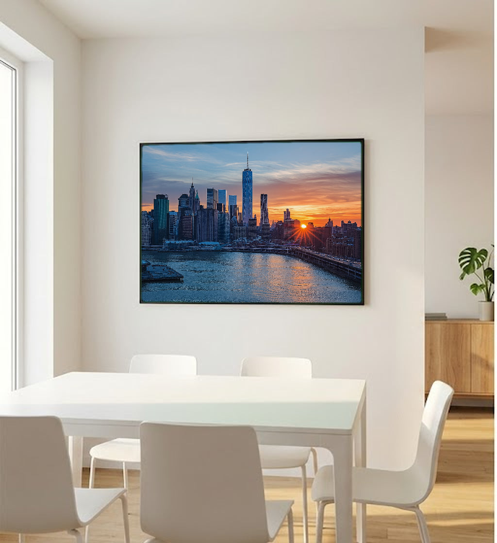 New York Skyline Canvas Wall Art | NYC Manhattan Print, City Decor, Urban Art, Stretched Canvas — new-york-skyline-bedroom-wall-art.jpg