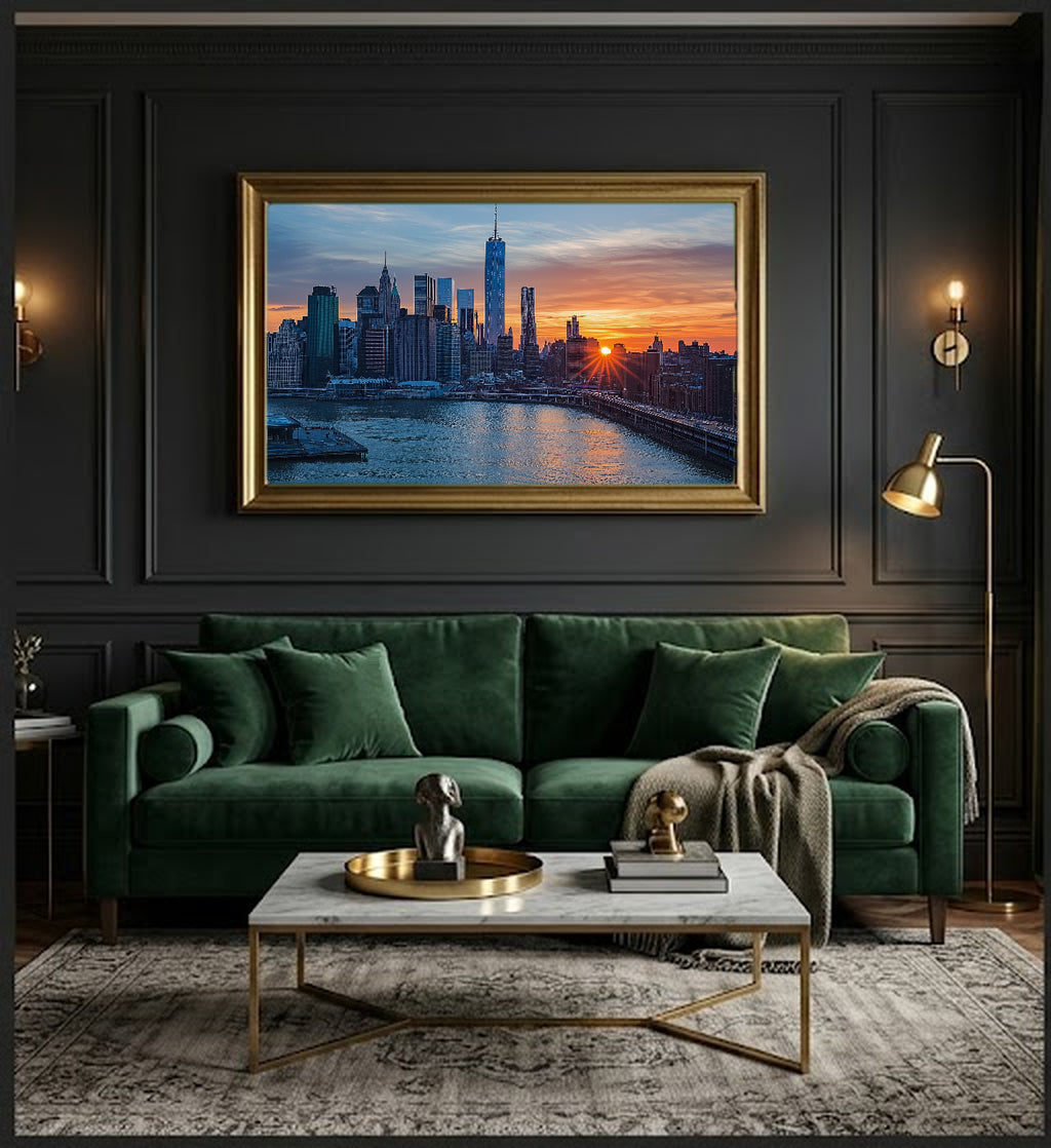 New York Skyline Canvas Wall Art | NYC Manhattan Print, City Decor, Urban Art, Stretched Canvas — new-york-skyline-office-wall-art.jpg