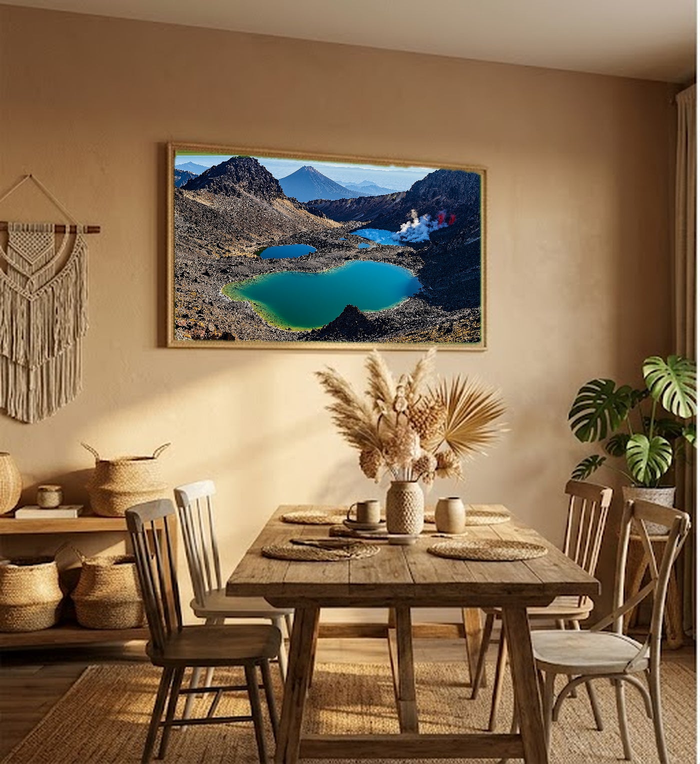 Tongariro Canvas Wall Art | New Zealand Volcanic Print, Crater Landscape, Nature Decor, Stretched Canvas — new-zealand-tongariro-hallway-wall-art.jpg
