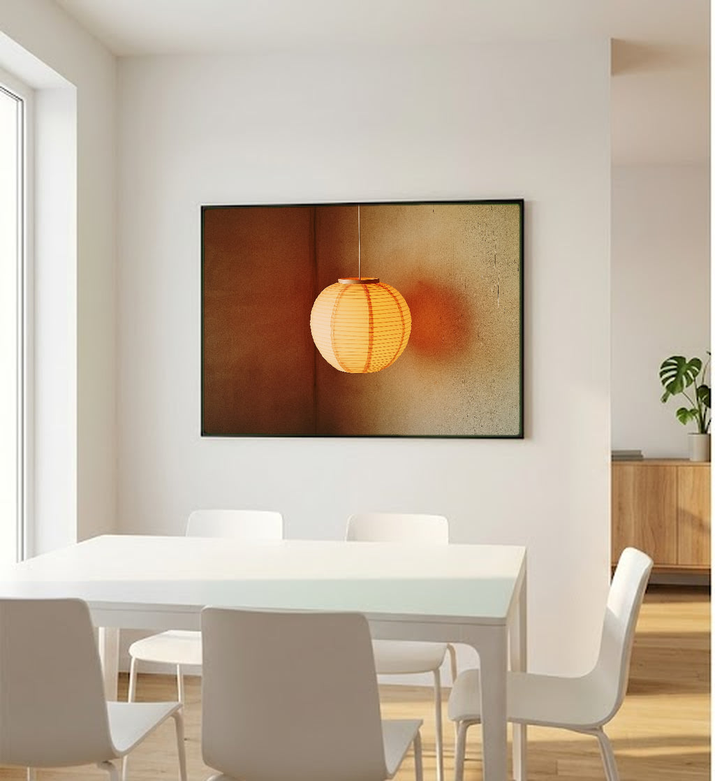 Paper Lantern Canvas Wall Art | Noguchi Soft Light Print, Japandi Decor, Stretched Canvas — noguchi-lantern-soft-bedroom-wall-art.jpg