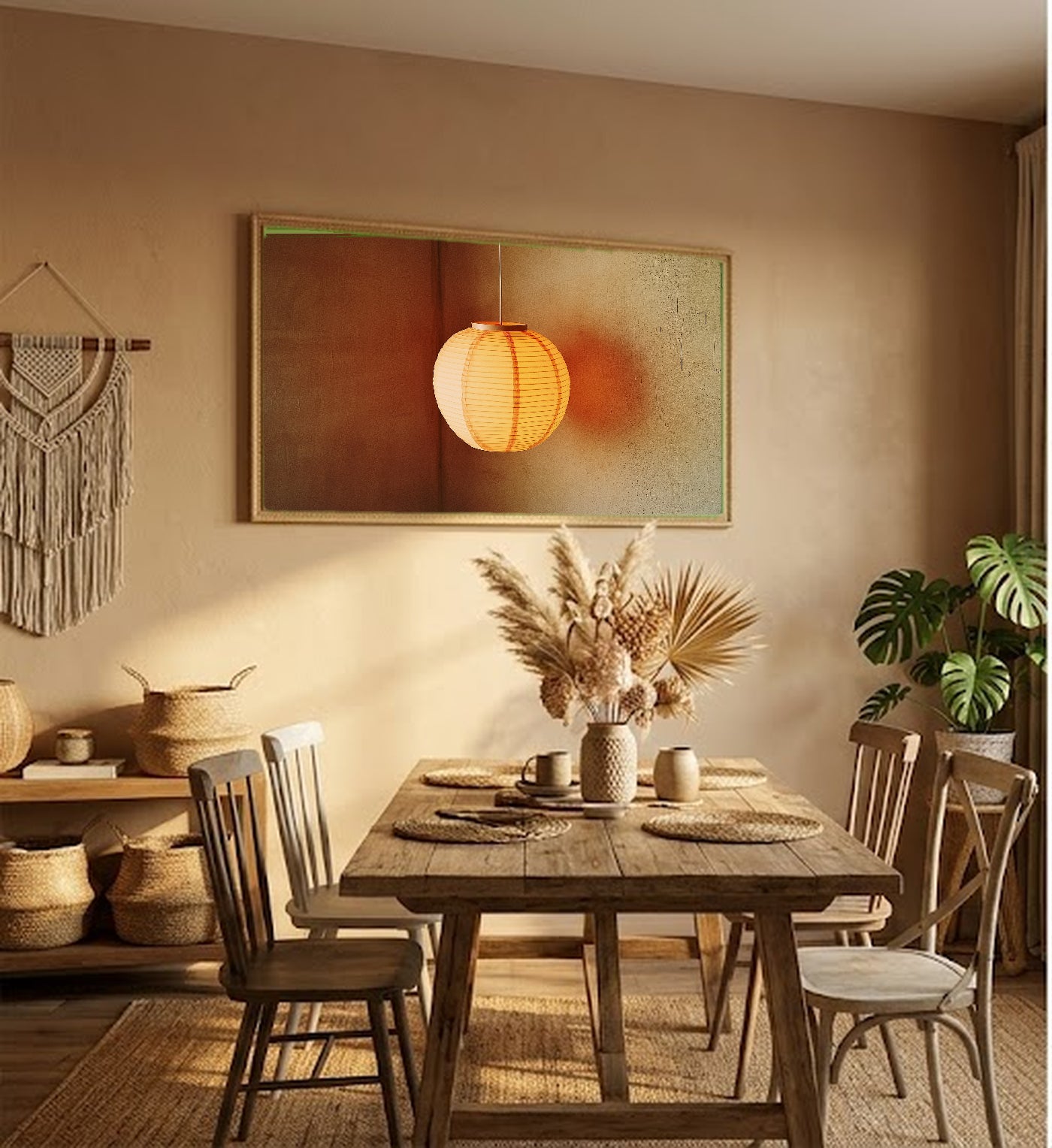 Paper Lantern Canvas Wall Art | Noguchi Soft Light Print, Japandi Decor, Stretched Canvas — noguchi-lantern-soft-hallway-wall-art.jpg