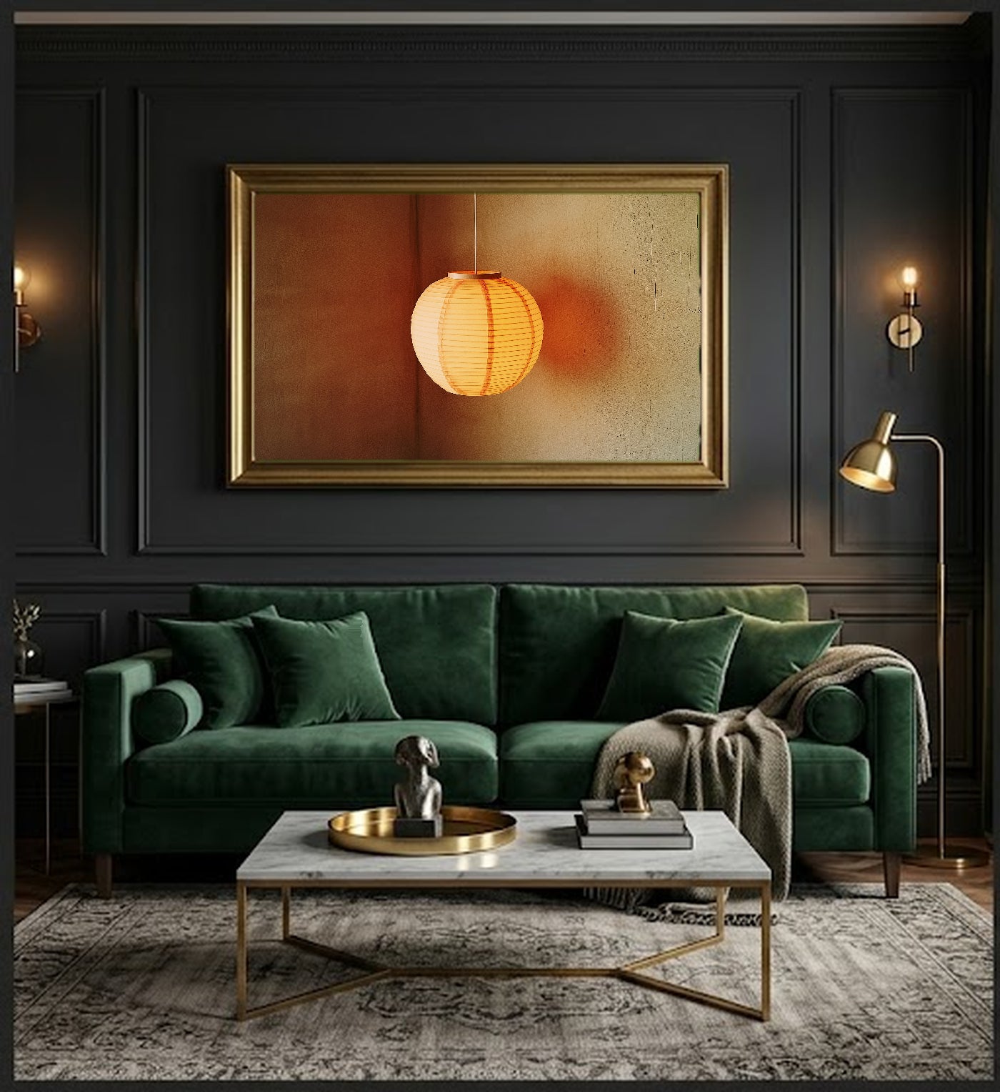 Paper Lantern Canvas Wall Art | Noguchi Soft Light Print, Japandi Decor, Stretched Canvas — noguchi-lantern-soft-office-wall-art.jpg