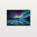 Aurora Iceland Canvas Wall Art - Glacier Lagoon Print, Northern Lights, Ice Art, Stretched Canvas — canvas print
