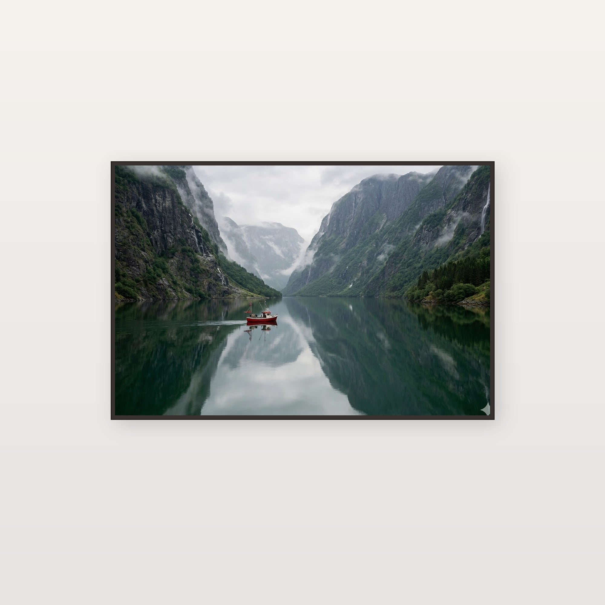Norwegian Fjord Canvas Wall Art - Calm Water Print, Nordic Landscape, Scandinavia Decor, Stretched Canvas — norwegian fjord calm canvas print