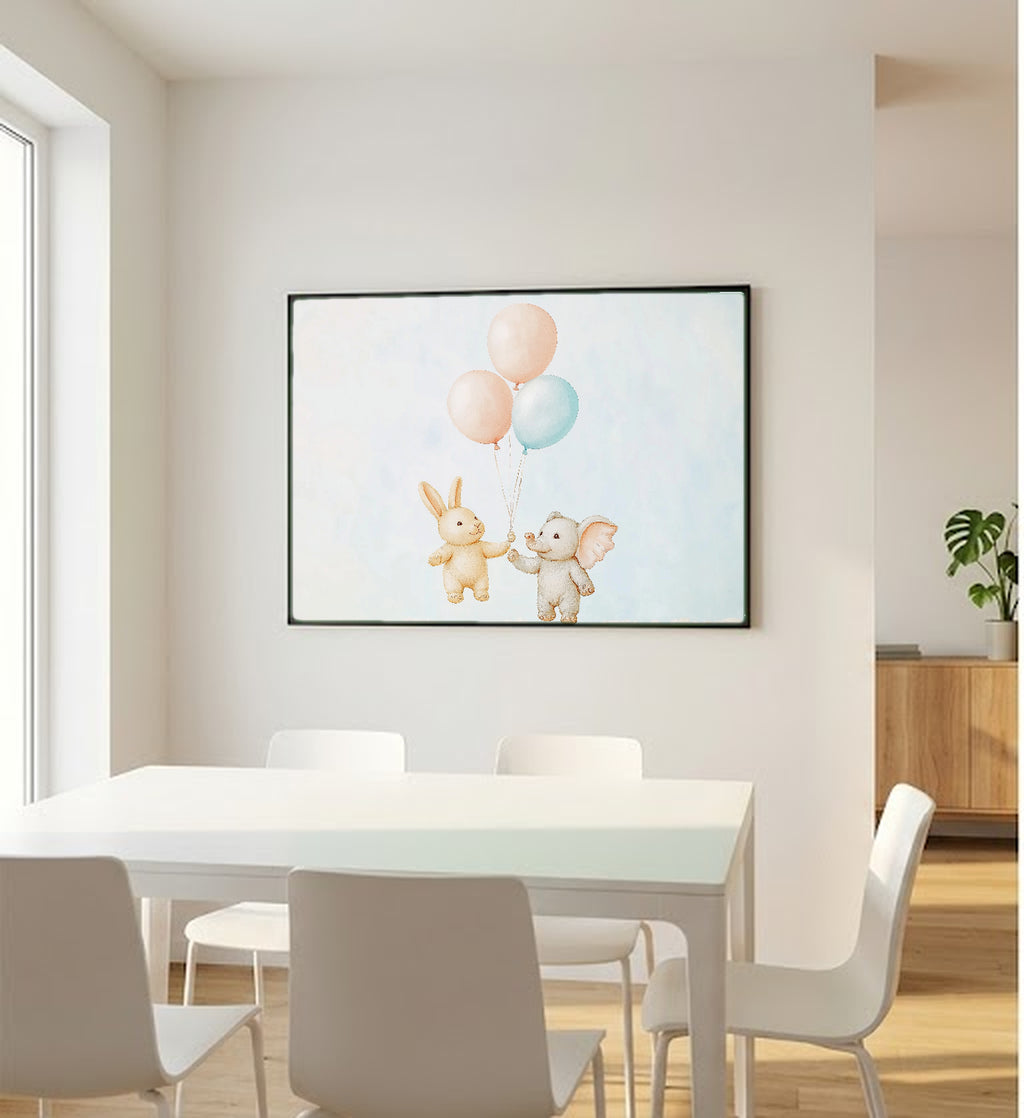 Balloon Animal Canvas Wall Art | Nursery Watercolor Print, Baby Room Decor, Stretched Canvas — nursery-balloon-animals-bedroom-wall-art.jpg
