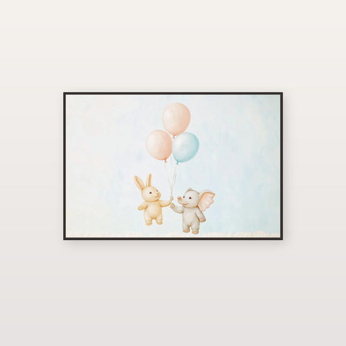 Balloon Animal Canvas Wall Art | Nursery Watercolor Print, Baby Room Decor, Stretched Canvas — nursery-balloon-animals-canvas-print.jpg
