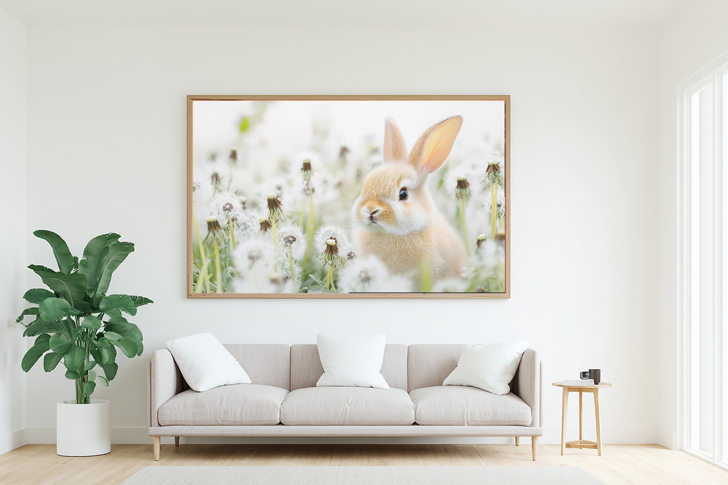 Hand-picked Nursery Bunny Dandelion Meadow Giclée Print, Warm Heartfelt Pet for the Living Room, Ready-to-Hang Pet Lover in Your Life Gift — nursery-bunny-dandelion-meadow-living-room-wall-art.jpg