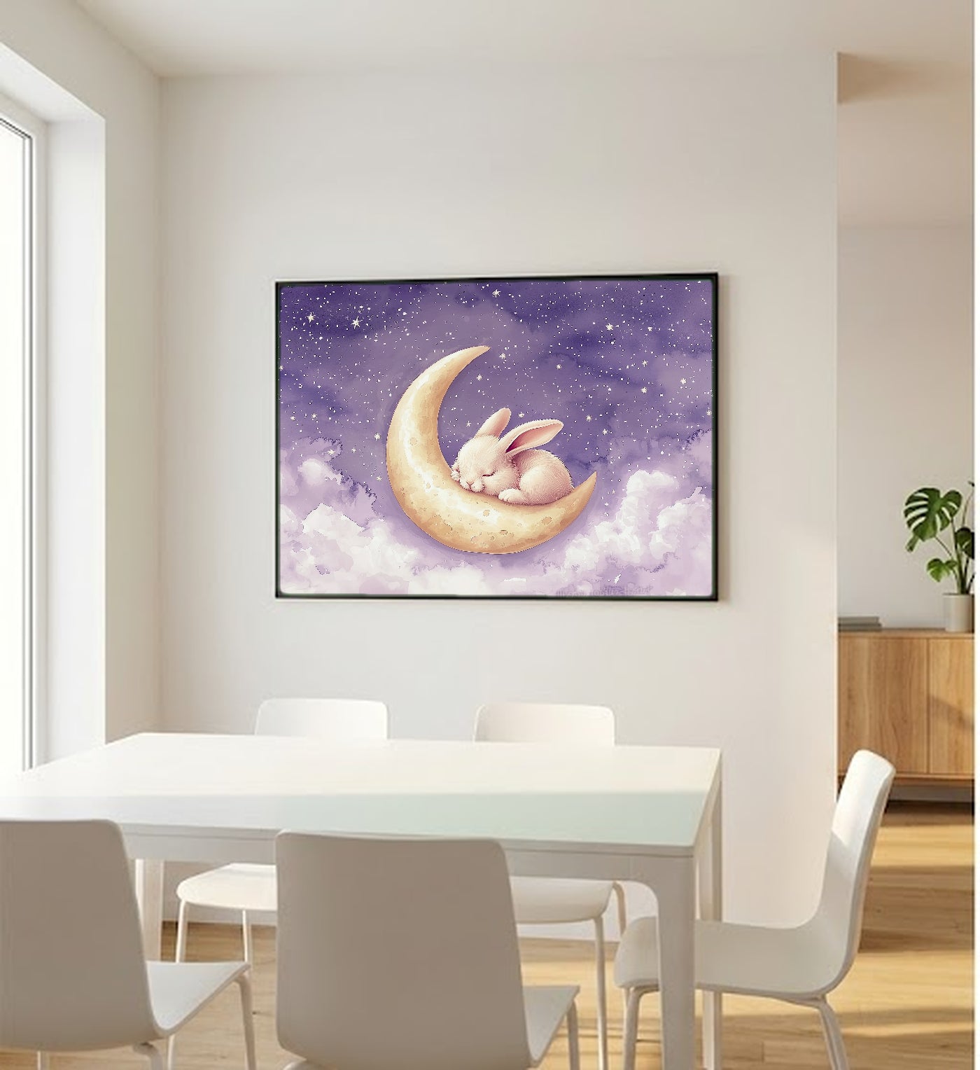 Nursery Bunny Canvas Wall Art | Moon Watercolor Print, Dreamy Baby Decor, Stretched Canvas — nursery-bunny-moon-bedroom-wall-art.jpg