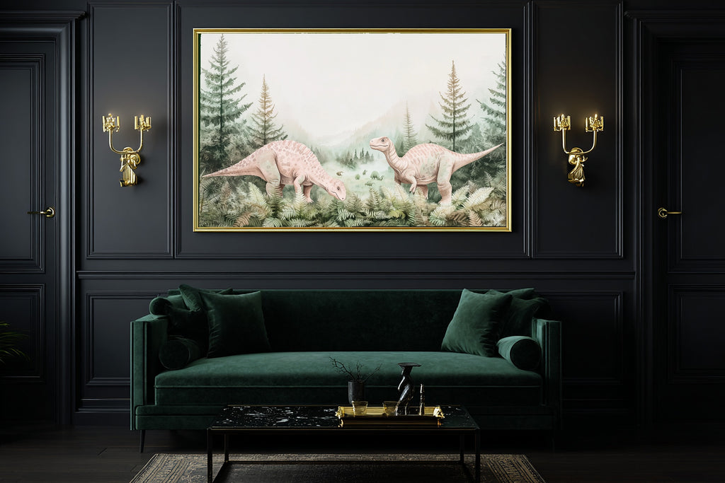 Nursery Dinosaur Fern Valley Pastel Canvas Print | Soft Pastel Storybook Art | Nursery Decor | Ready to Hang — nursery-dinosaur-fern-valley-pastel-office-wall-art.jpg