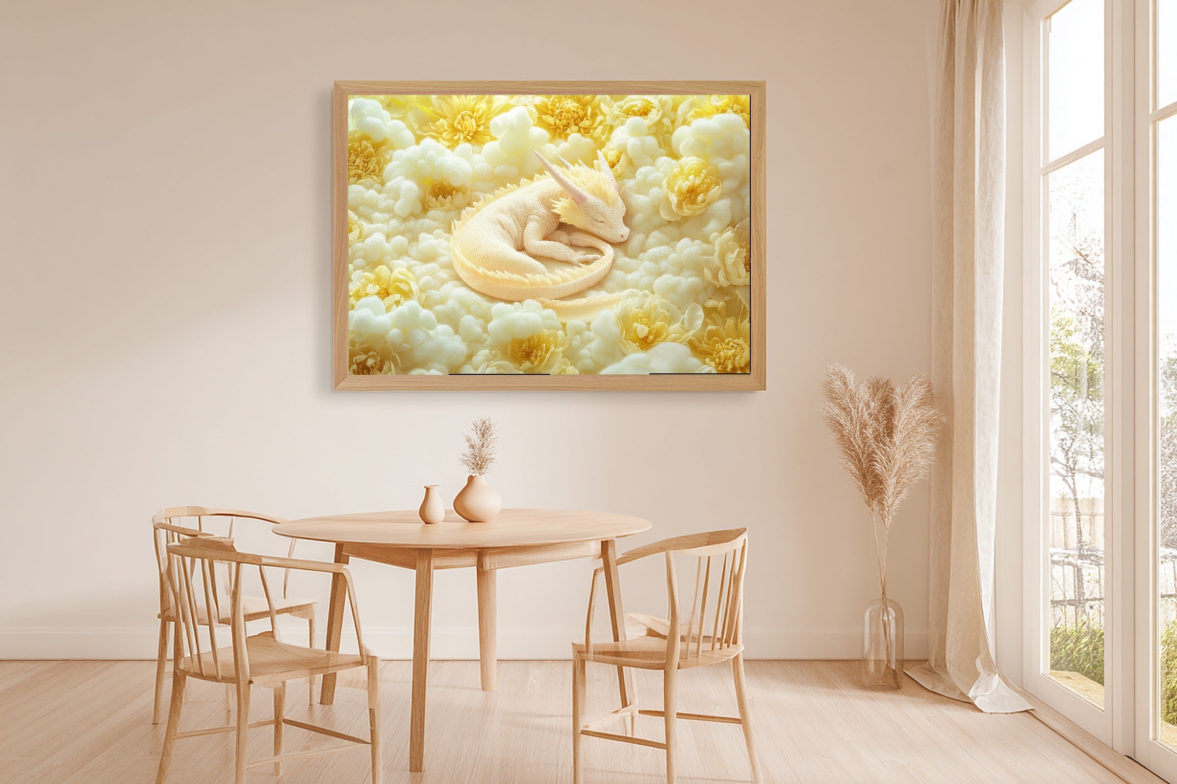 Nursery Dragon Cloud Garden Canvas Wall Art, Floral Cottagecore Art Home Decor, Cottage Kitchen Centerpiece, Ready to Hang — nursery-dragon-cloud-garden-dining-room-wall-art.jpg