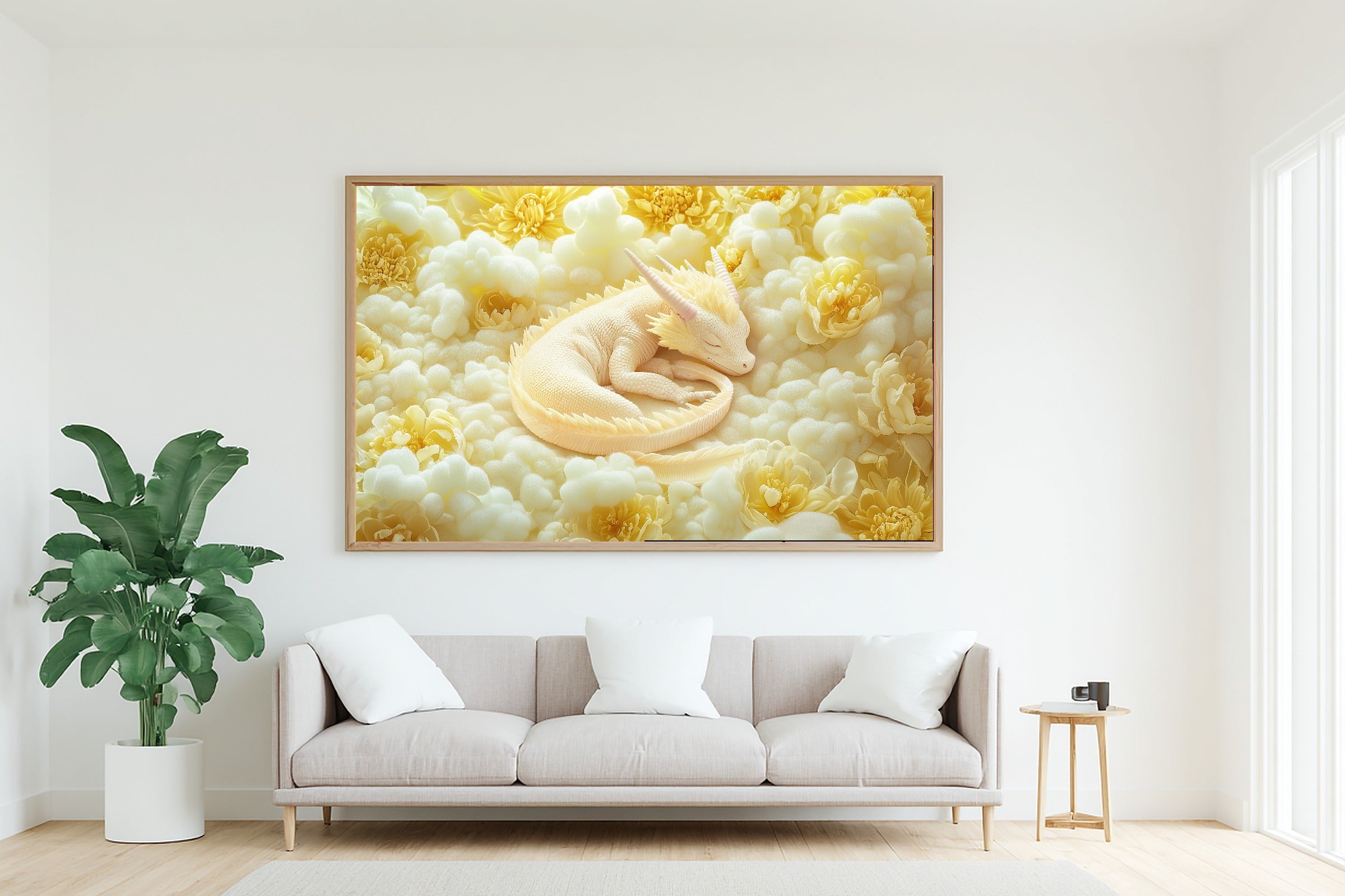 Nursery Dragon Cloud Garden Canvas Wall Art, Floral Cottagecore Art Home Decor, Cottage Kitchen Centerpiece, Ready to Hang — nursery-dragon-cloud-garden-living-room-wall-art.jpg