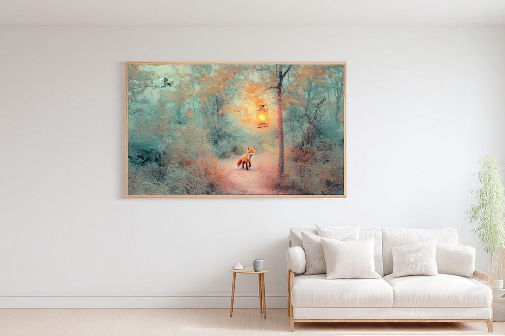 Nursery Fox Storybook Lantern Wall Art Canvas, Quiet Morning Light, Perfect for the Reading Nook, Gift for Home Owners — nursery-fox-storybook-lantern-bedroom-wall-art.jpg