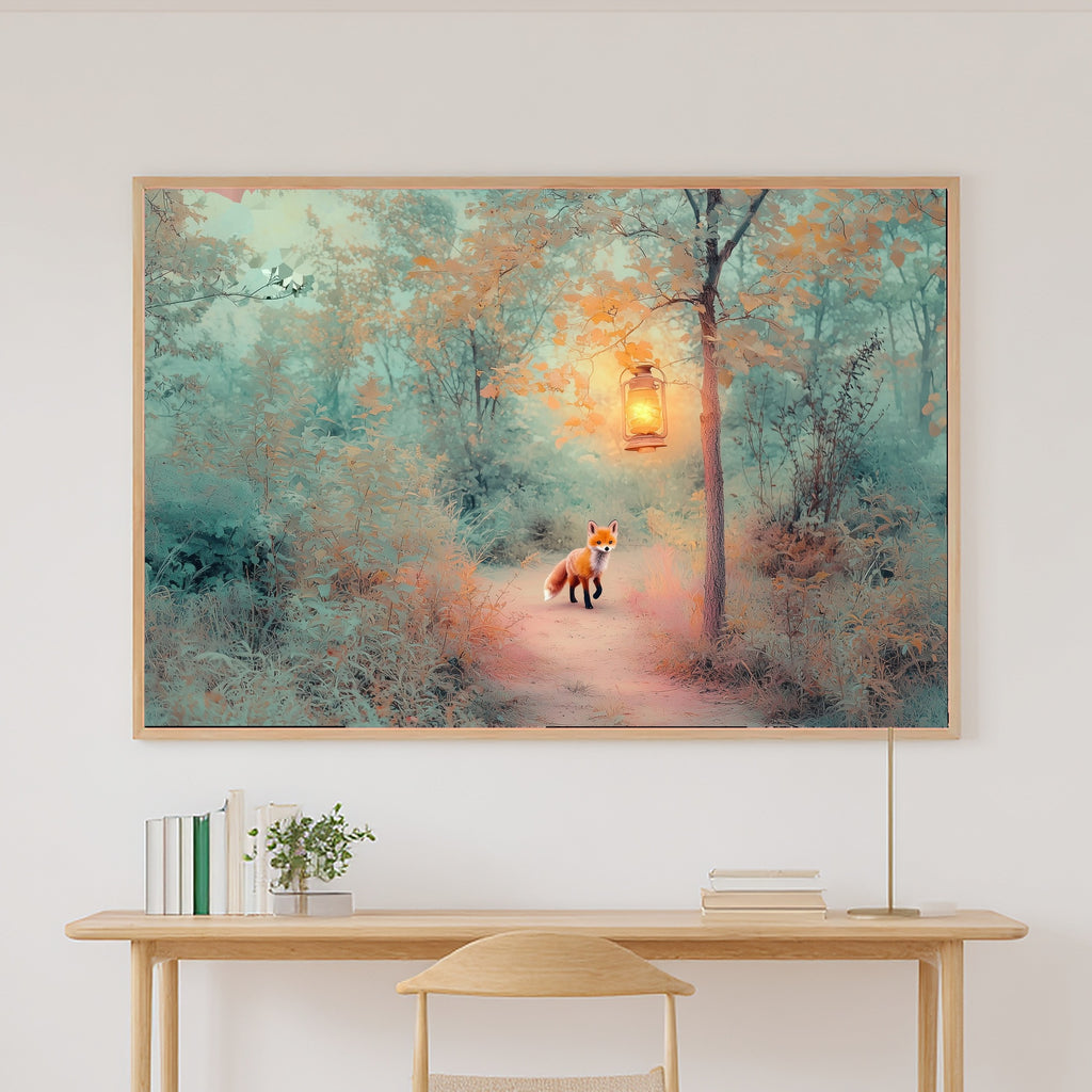 Nursery Fox Storybook Lantern Wall Art Canvas, Quiet Morning Light, Perfect for the Reading Nook, Gift for Home Owners — nursery-fox-storybook-lantern-canvas-print.jpg