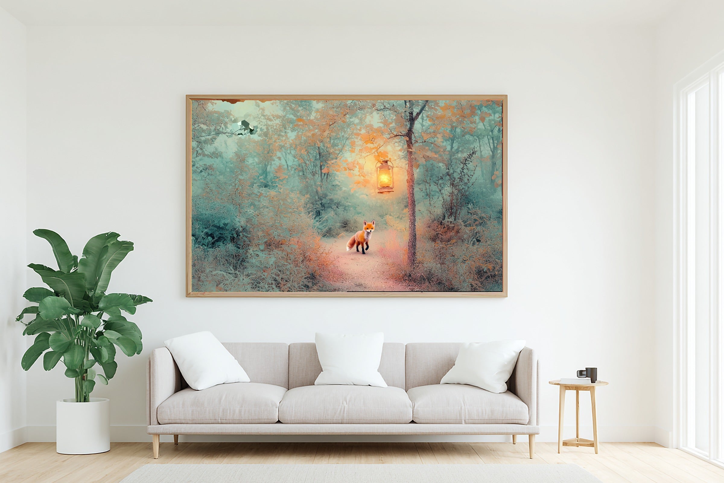 Nursery Fox Storybook Lantern Wall Art Canvas, Quiet Morning Light, Perfect for the Reading Nook, Gift for Home Owners — nursery-fox-storybook-lantern-living-room-wall-art.jpg