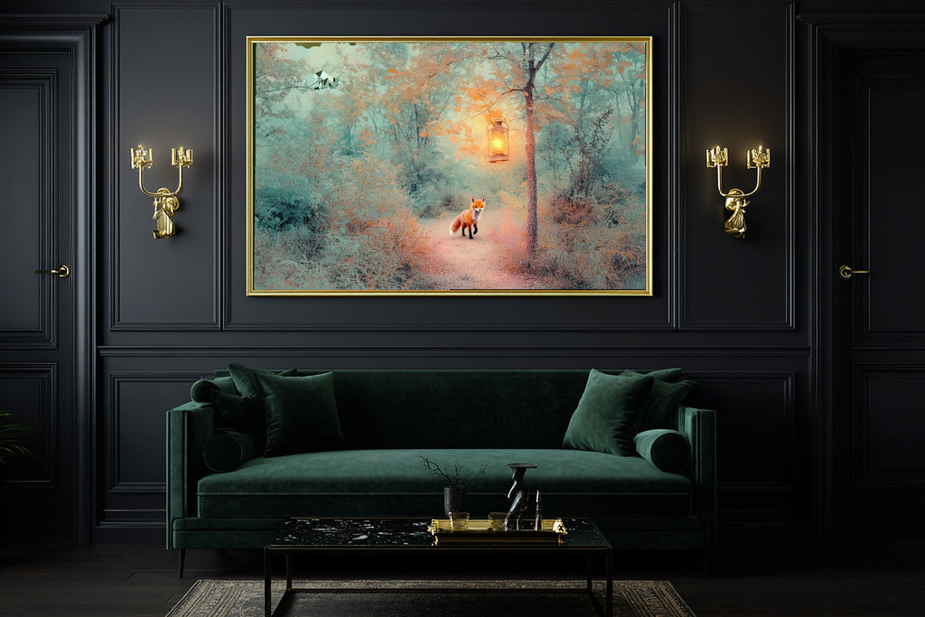 Nursery Fox Storybook Lantern Wall Art Canvas, Quiet Morning Light, Perfect for the Reading Nook, Gift for Home Owners — nursery-fox-storybook-lantern-office-wall-art.jpg