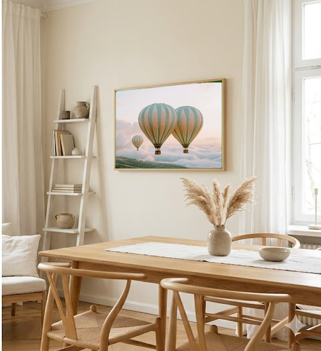 Hot Air Balloon Canvas Wall Art | Nursery Watercolor Print, Kids Room Decor, Stretched Canvas — nursery-hot-air-balloon-dining-room-wall-art.jpg