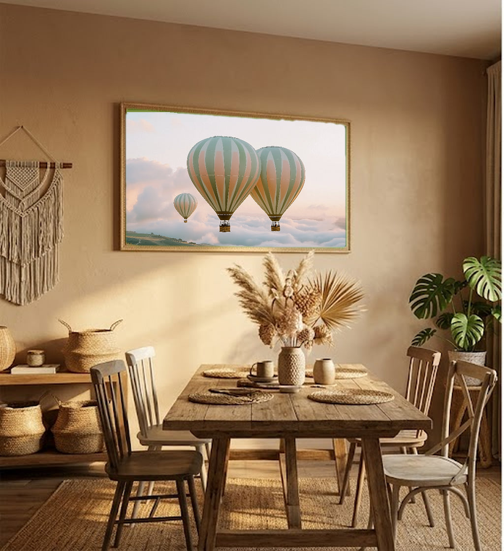 Hot Air Balloon Canvas Wall Art | Nursery Watercolor Print, Kids Room Decor, Stretched Canvas — nursery-hot-air-balloon-hallway-wall-art.jpg