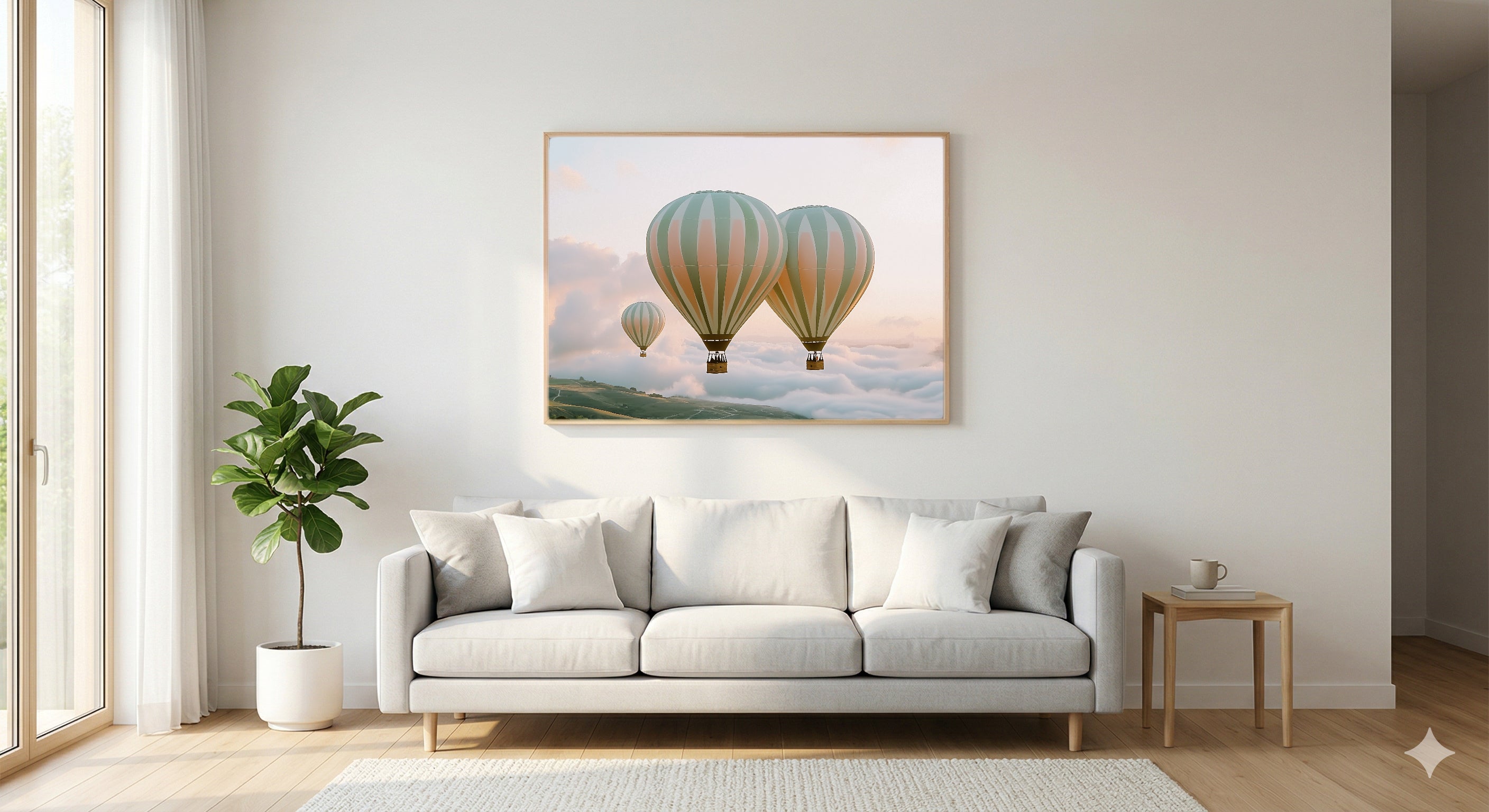 Hot Air Balloon Canvas Wall Art | Nursery Watercolor Print, Kids Room Decor, Stretched Canvas — nursery-hot-air-balloon-living-room-wall-art.jpg