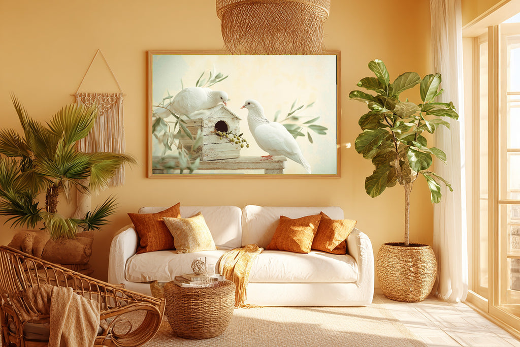 Warm Gallery Nursery Noahs Ark Doves Olive Branch Canvas Wall Art, Cozy Print for the Living Room — nursery-noahs-ark-doves-olive-branch-room-5-wall-art.jpg