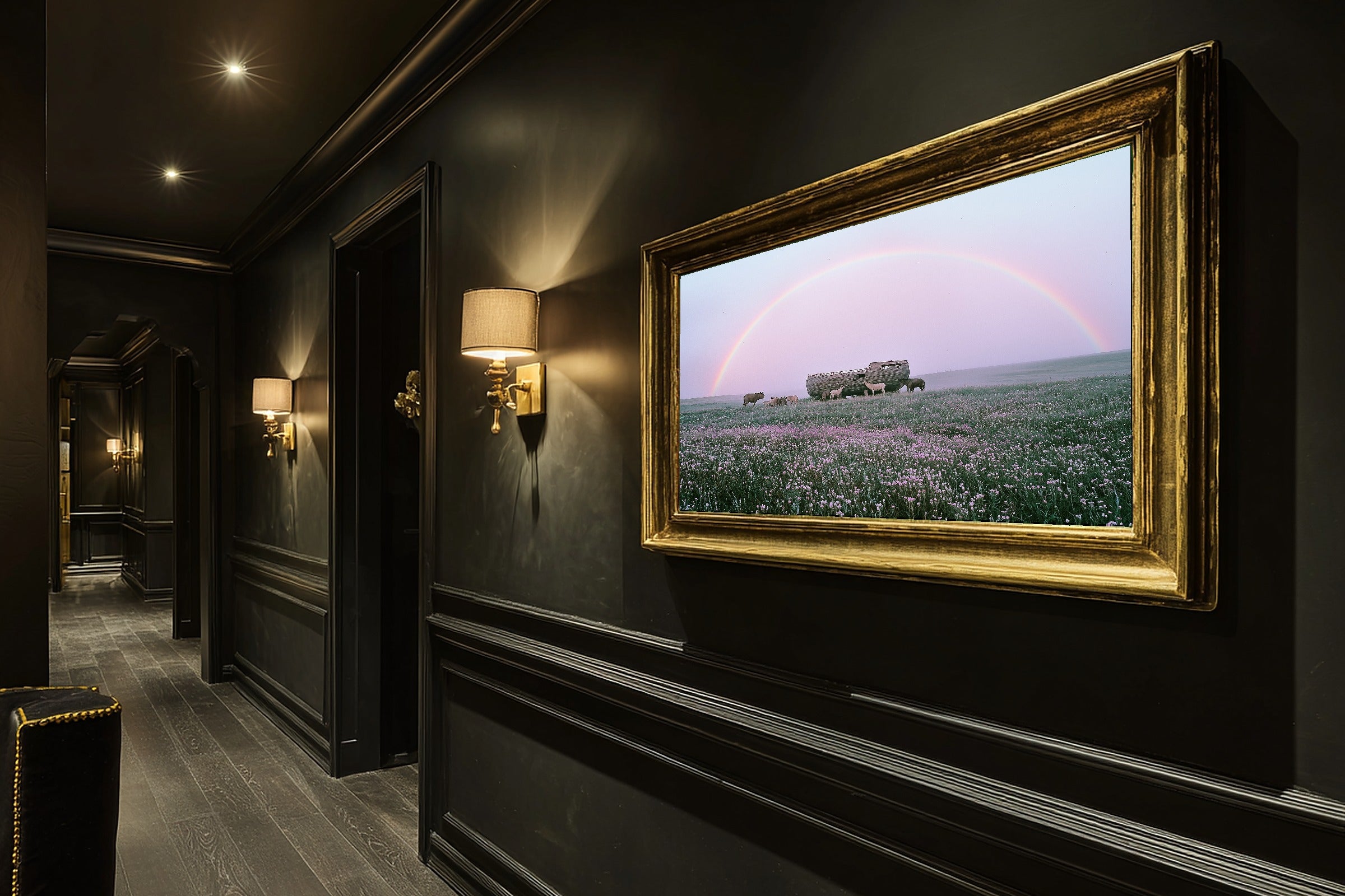 Soft Painterly Nursery Noahs Ark Meadow Landing Art Print, Cozy Decor for the Living Room — nursery-noahs-ark-meadow-landing-hallway-wall-art.jpg