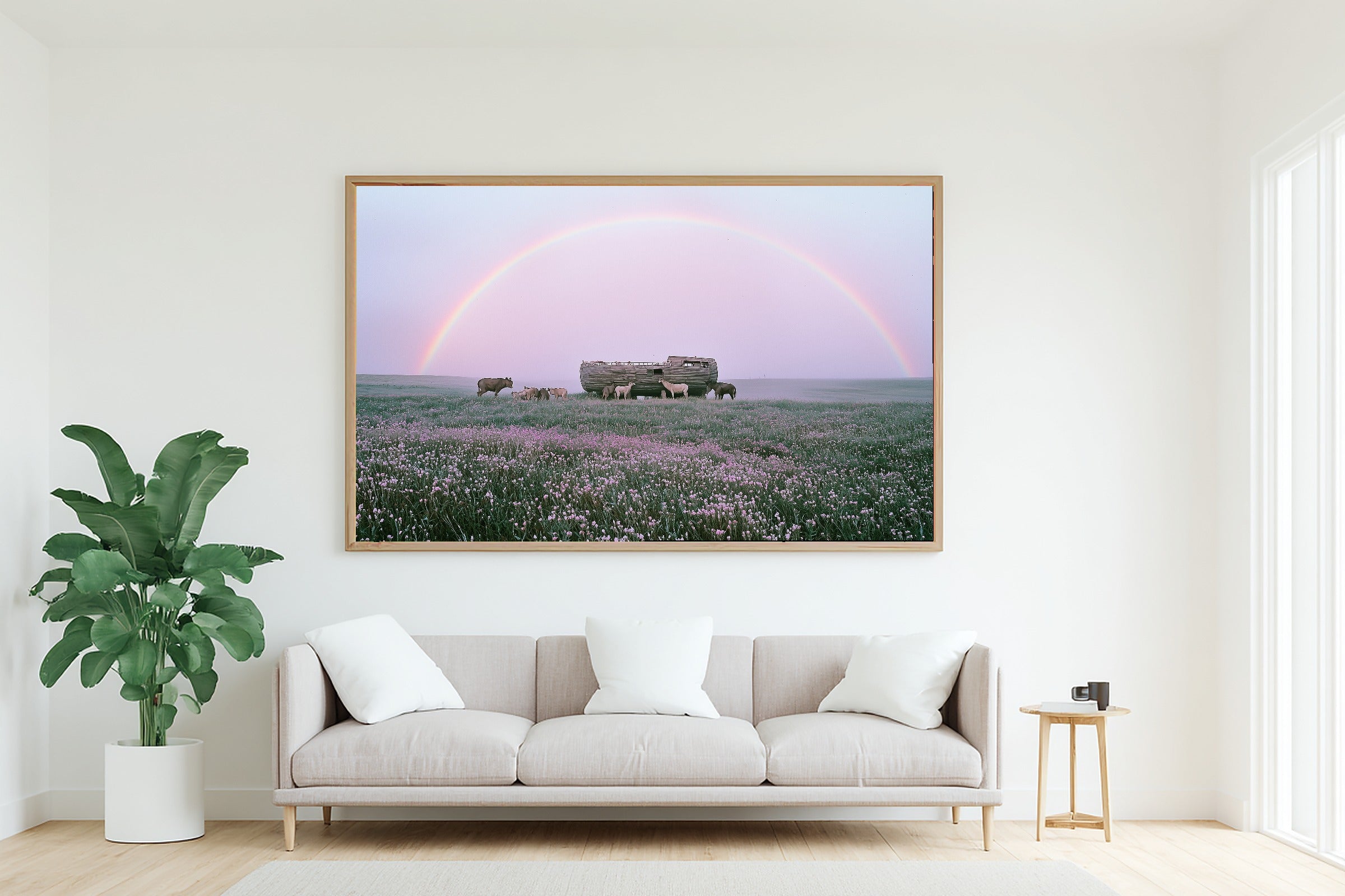 Soft Painterly Nursery Noahs Ark Meadow Landing Art Print, Cozy Decor for the Living Room — nursery-noahs-ark-meadow-landing-living-room-wall-art.jpg
