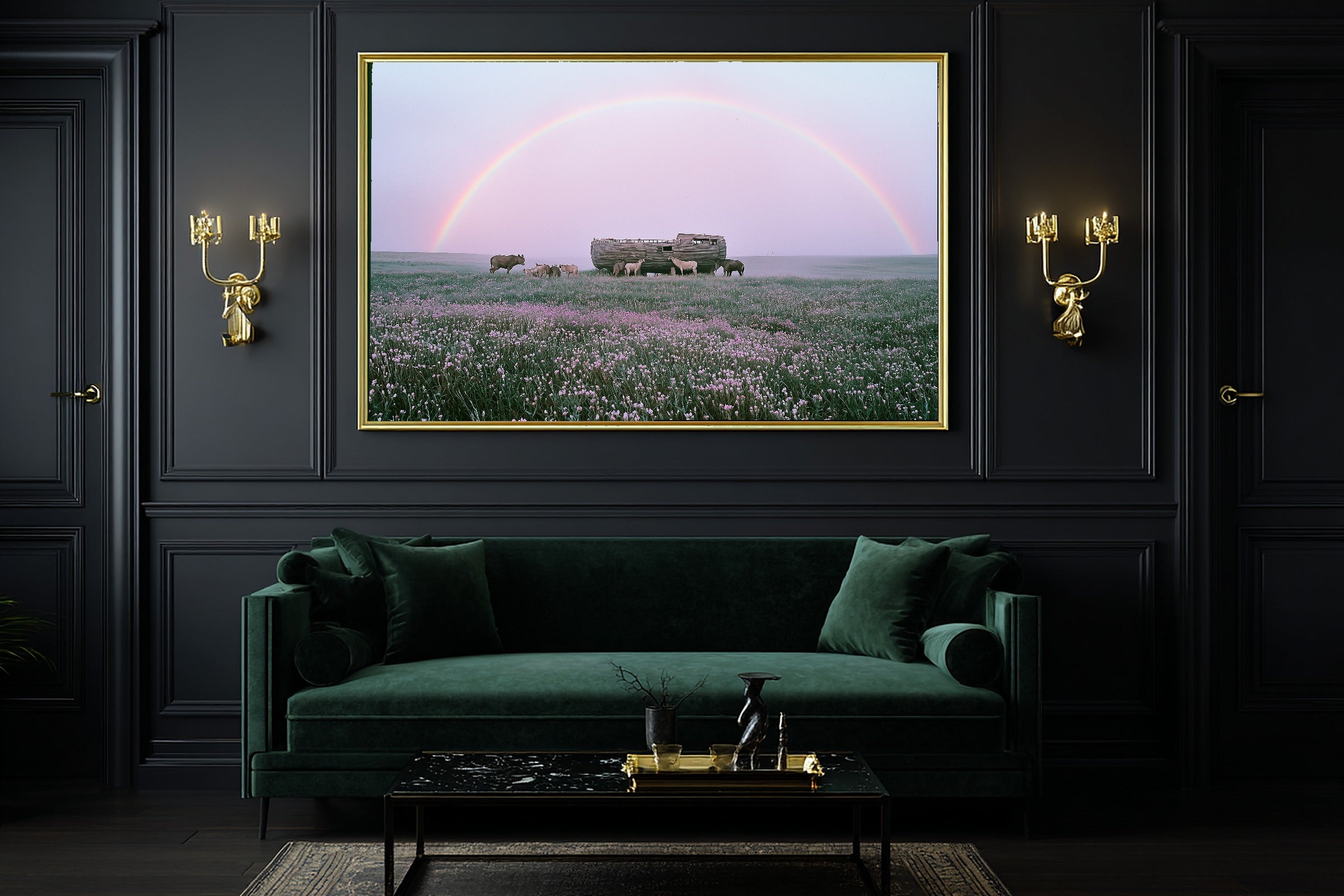 Soft Painterly Nursery Noahs Ark Meadow Landing Art Print, Cozy Decor for the Living Room — nursery-noahs-ark-meadow-landing-office-wall-art.jpg