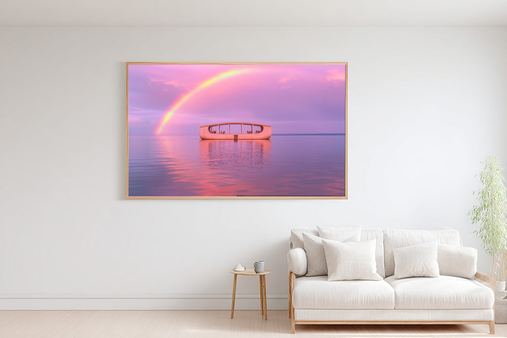 Hand-picked Nursery Noahs Ark Rainbow Sunrise Giclée Print, Stunning Dreamy Timeless for the Living Room — nursery-noahs-ark-rainbow-sunrise-bedroom-wall-art.jpg