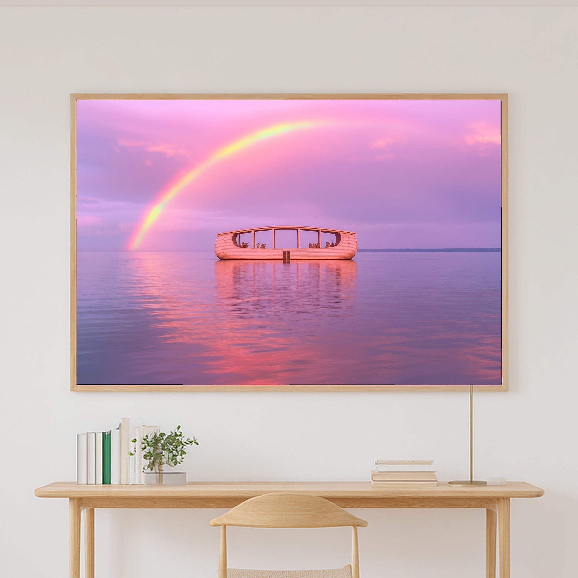 Hand-picked Nursery Noahs Ark Rainbow Sunrise Giclée Print, Stunning Dreamy Timeless for the Living Room — nursery-noahs-ark-rainbow-sunrise-canvas-print.jpg