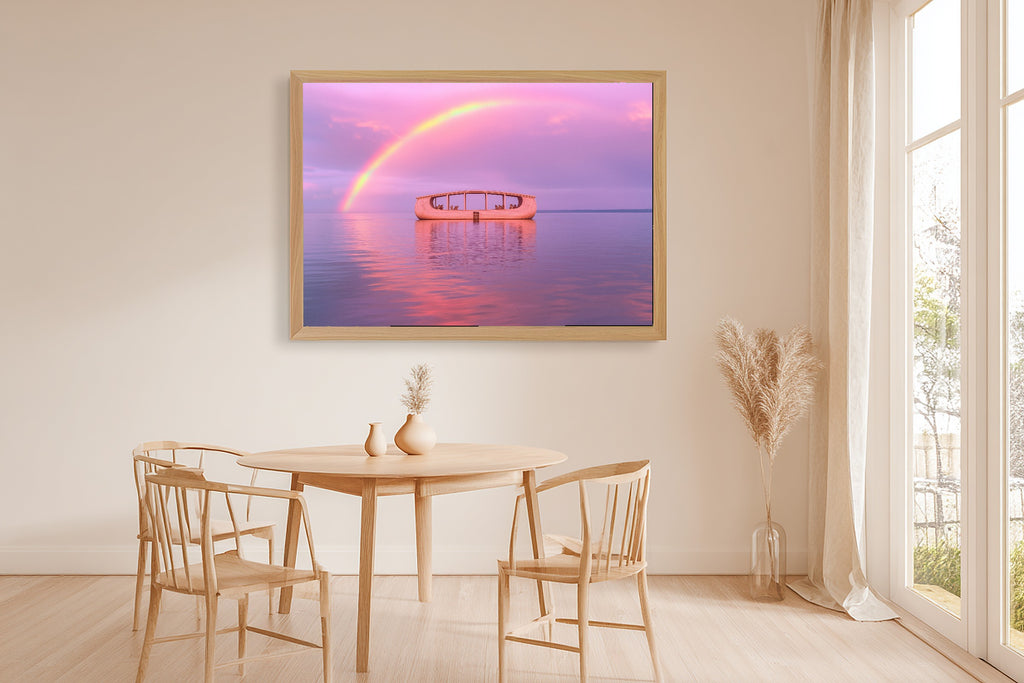 Hand-picked Nursery Noahs Ark Rainbow Sunrise Giclée Print, Stunning Dreamy Timeless for the Living Room — nursery-noahs-ark-rainbow-sunrise-dining-room-wall-art.jpg