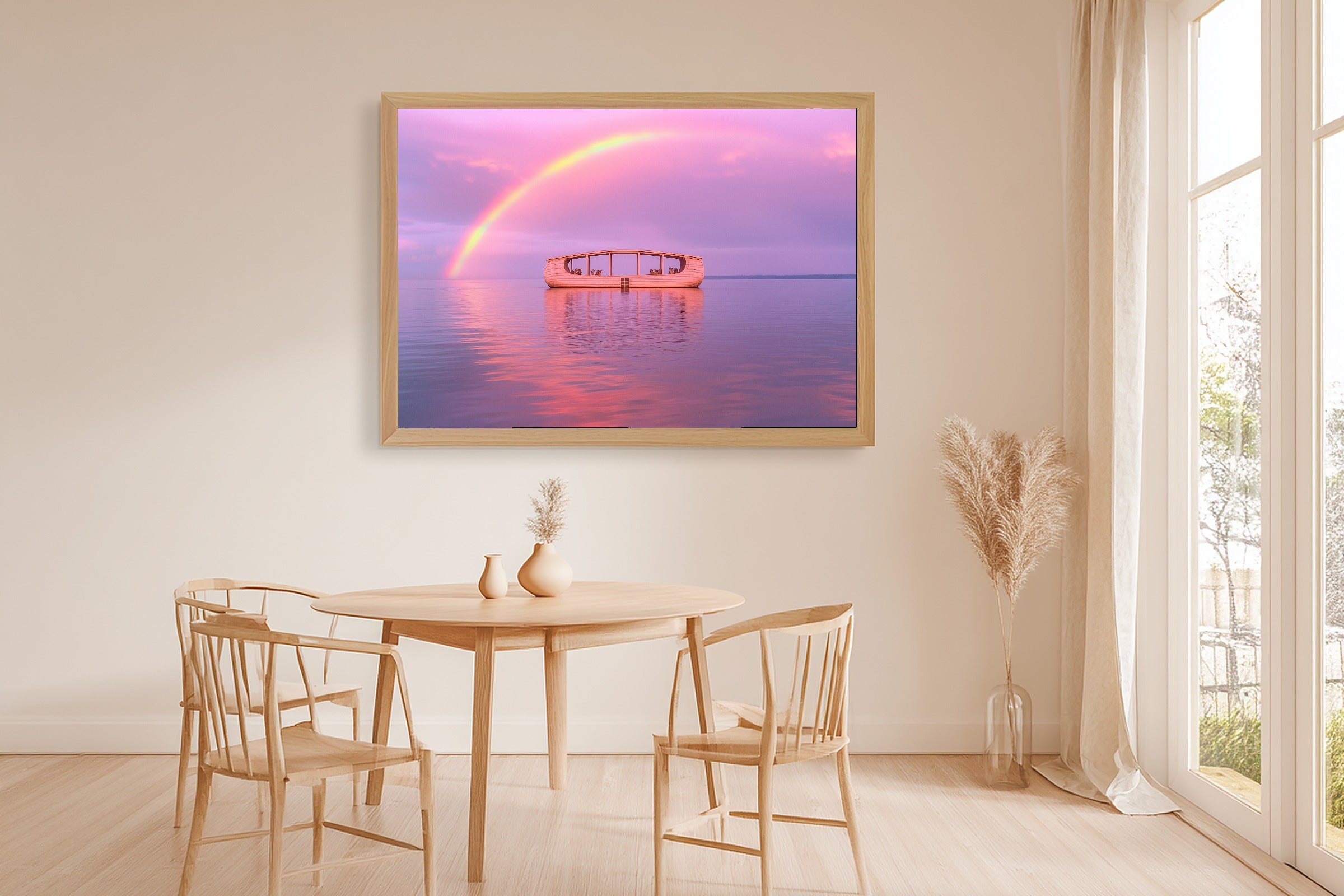 Hand-picked Nursery Noahs Ark Rainbow Sunrise Giclée Print, Stunning Dreamy Timeless for the Living Room — nursery-noahs-ark-rainbow-sunrise-dining-room-wall-art.jpg