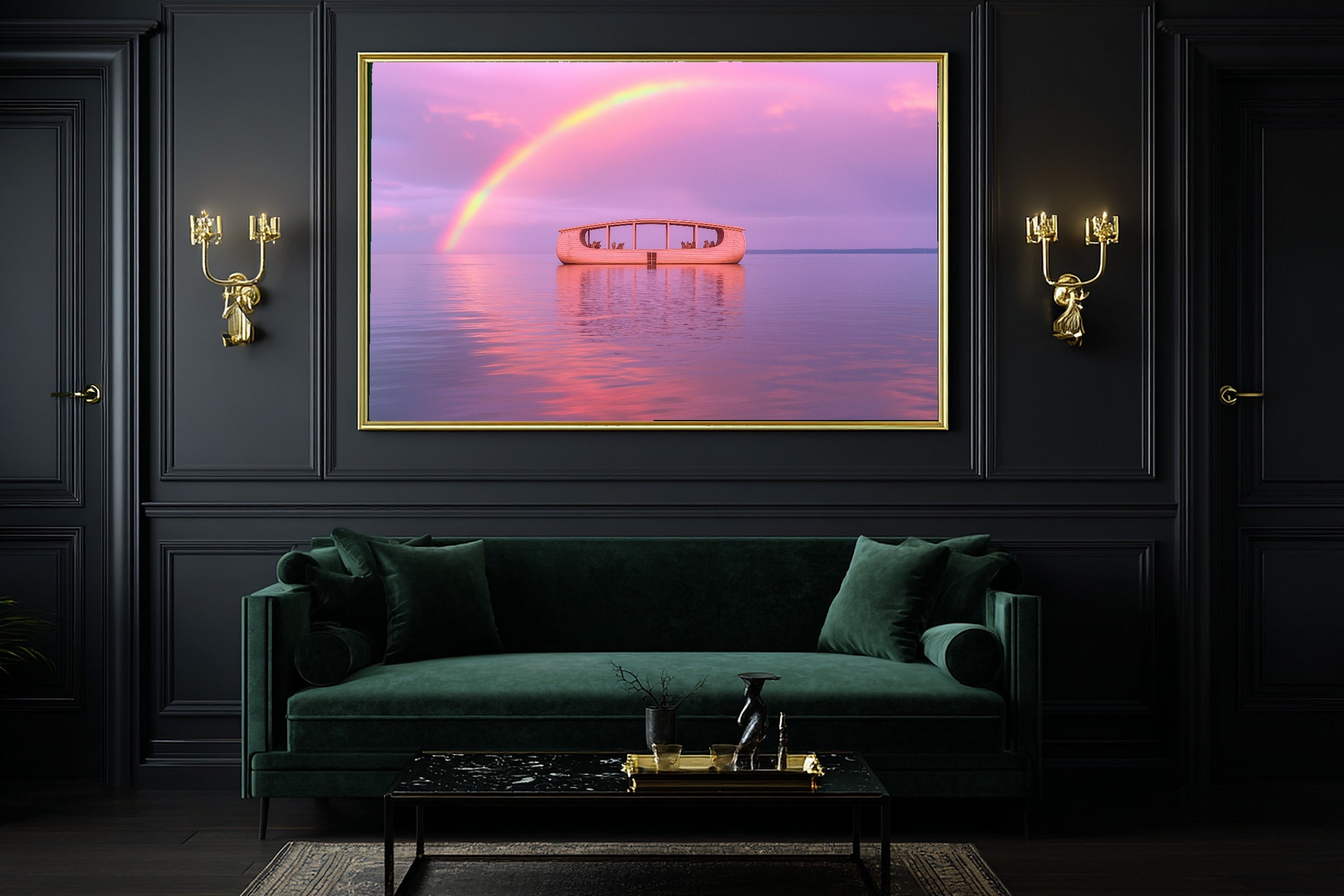 Hand-picked Nursery Noahs Ark Rainbow Sunrise Giclée Print, Stunning Dreamy Timeless for the Living Room — nursery-noahs-ark-rainbow-sunrise-office-wall-art.jpg