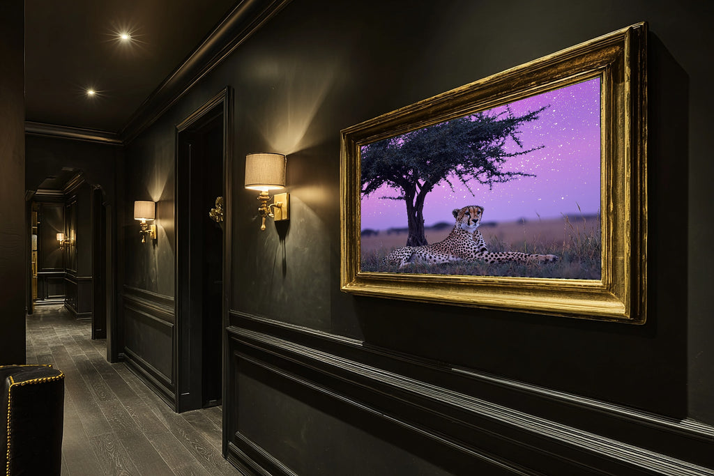 Hand-picked Nursery Safari Cheetah Starlit Acacia Giclée Print, Moody Warm Safari for the Living Room — nursery-safari-cheetah-starlit-acacia-hallway-wall-art.jpg