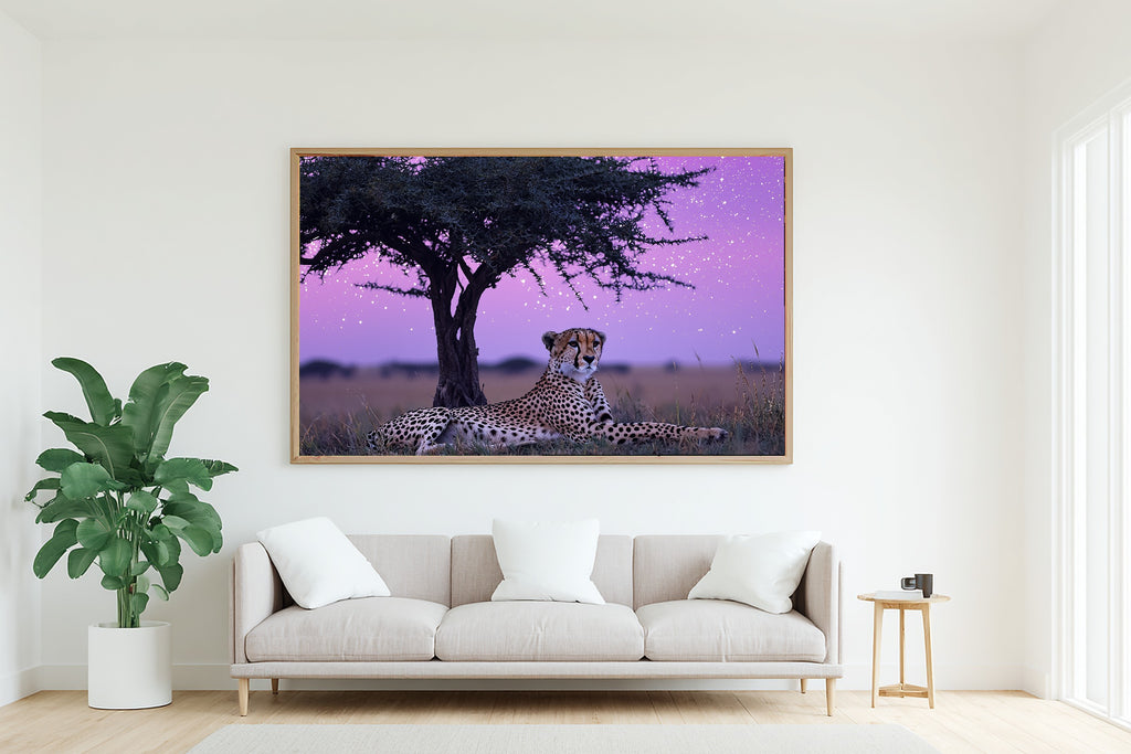 Hand-picked Nursery Safari Cheetah Starlit Acacia Giclée Print, Moody Warm Safari for the Living Room — nursery-safari-cheetah-starlit-acacia-living-room-wall-art.jpg