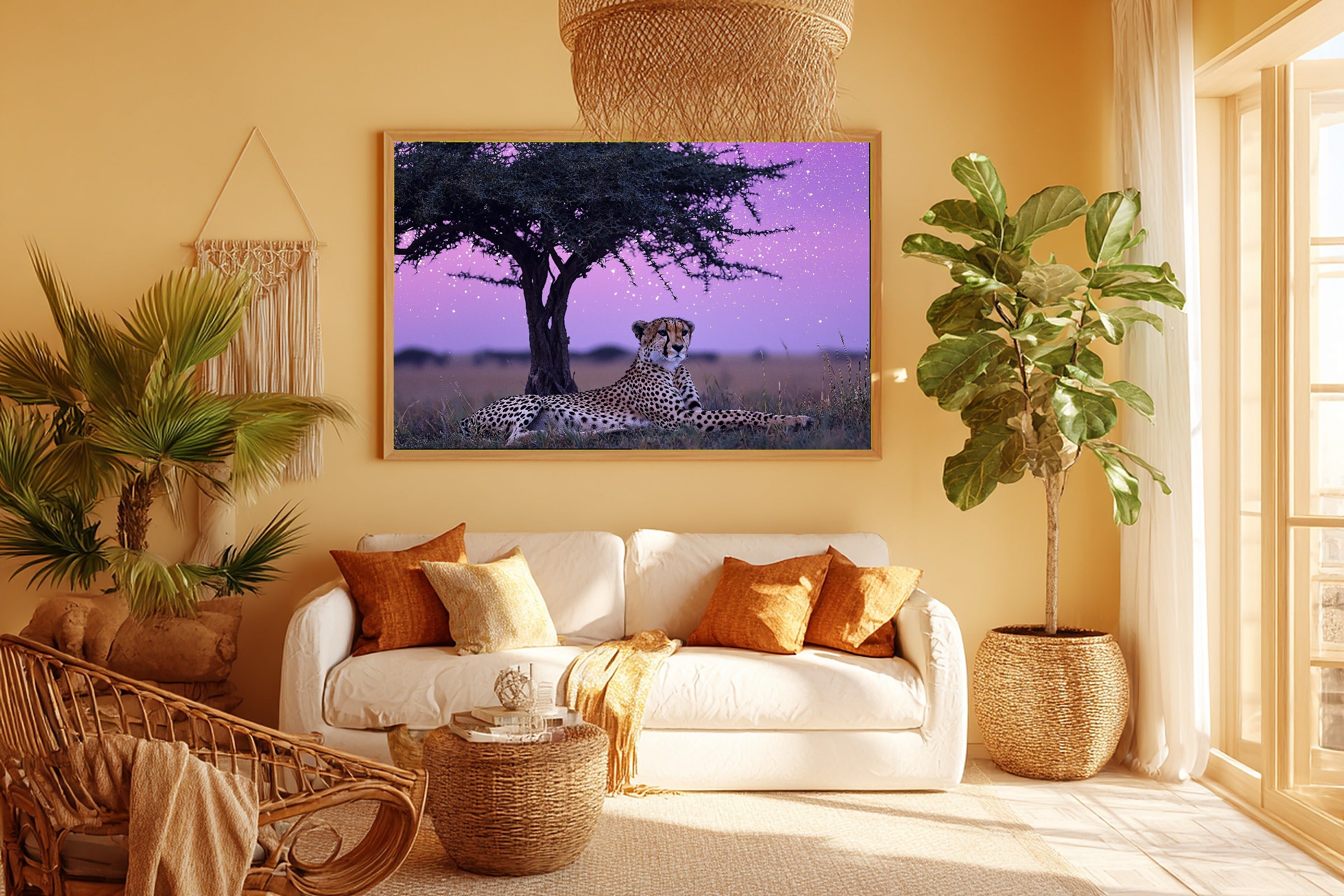 Hand-picked Nursery Safari Cheetah Starlit Acacia Giclée Print, Moody Warm Safari for the Living Room — nursery-safari-cheetah-starlit-acacia-room-5-wall-art.jpg