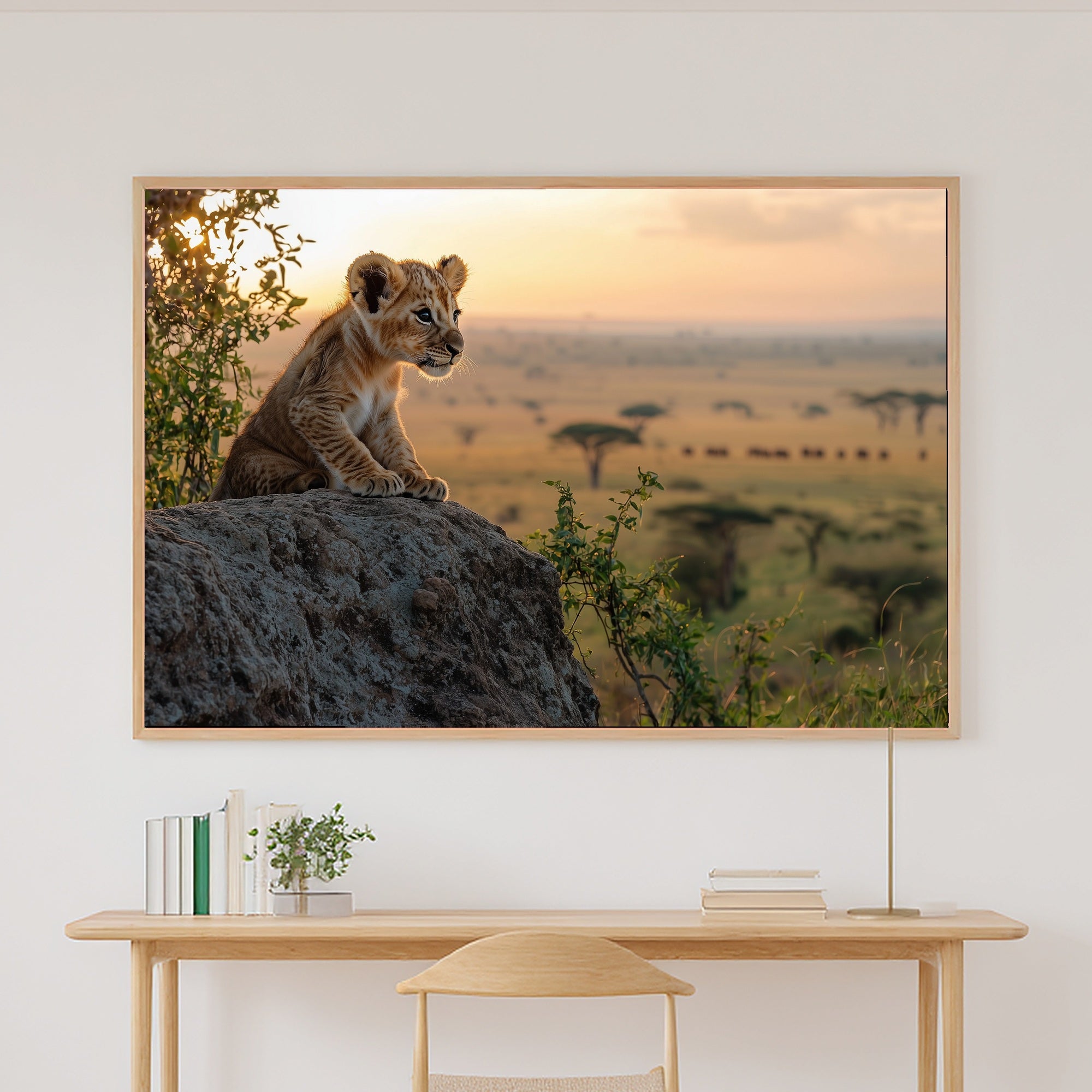 Tender Nursery Safari Cub Pride Rock Dawn, Soulful Painterly Wall Art, Warm Living Room Decor, Stretched Canvas, Ready to Hang — nursery-safari-cub-pride-rock-dawn-canvas-print.jpg